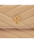 Tory Burch Ročna torba Kira Chevron Mini Top Handle Chain Wallet 152356 Bež - Pepit.si