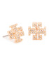 Tory Burch Uhani Crystal Logo Stud Earring 53423 Zlata - Pepit.si