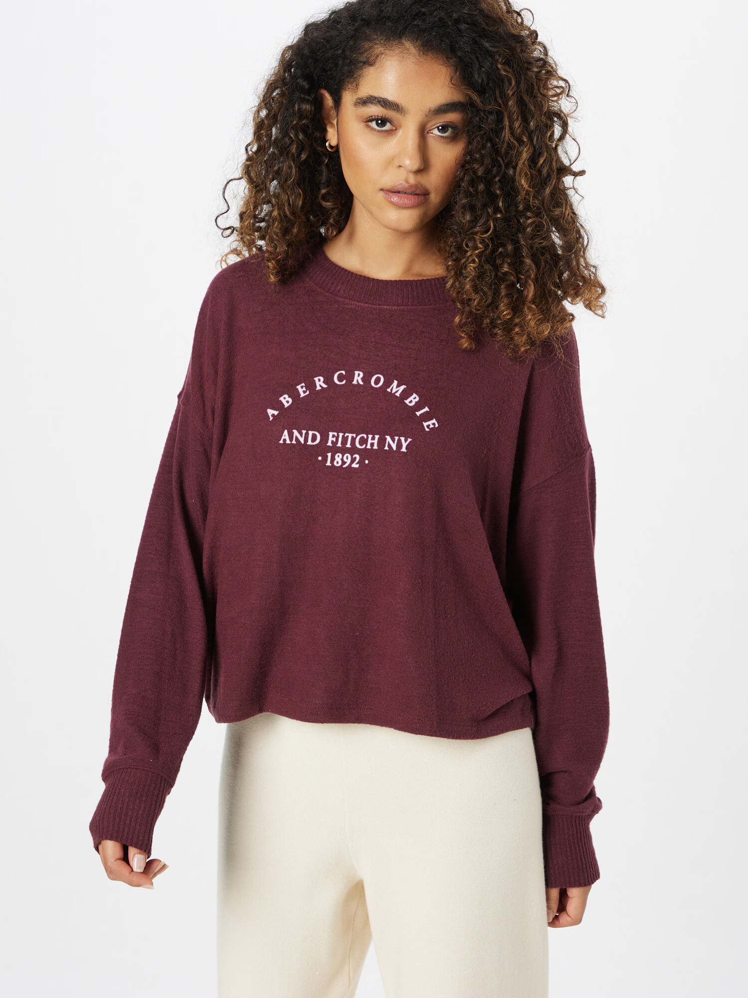 Abercrombie & Fitch Majica burgund / bela - Pepit.si