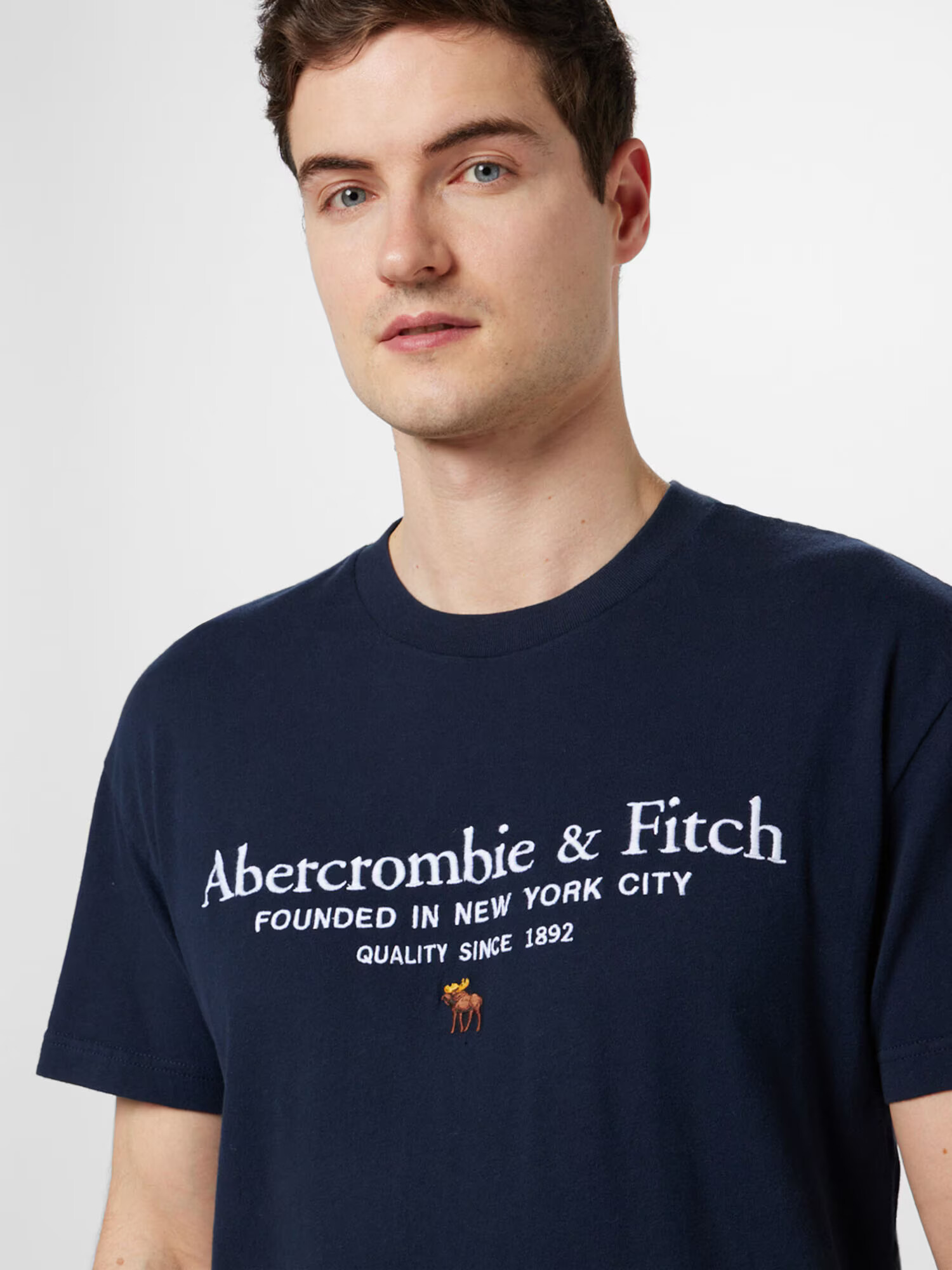 Abercrombie & Fitch Majica mornarska / rjava / bela - Pepit.si