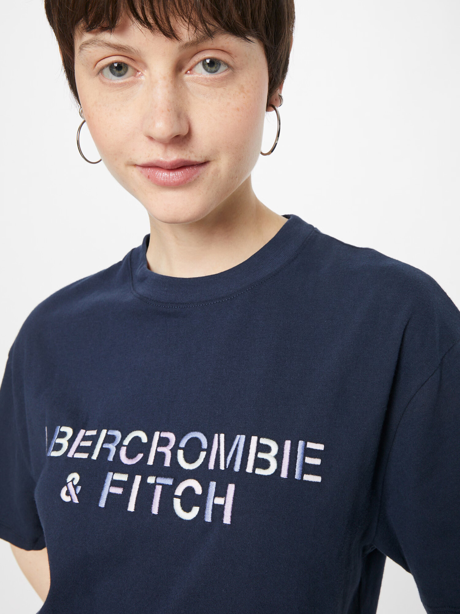 Abercrombie & Fitch Majica nočno modra / svetlo modra / bela - Pepit.si