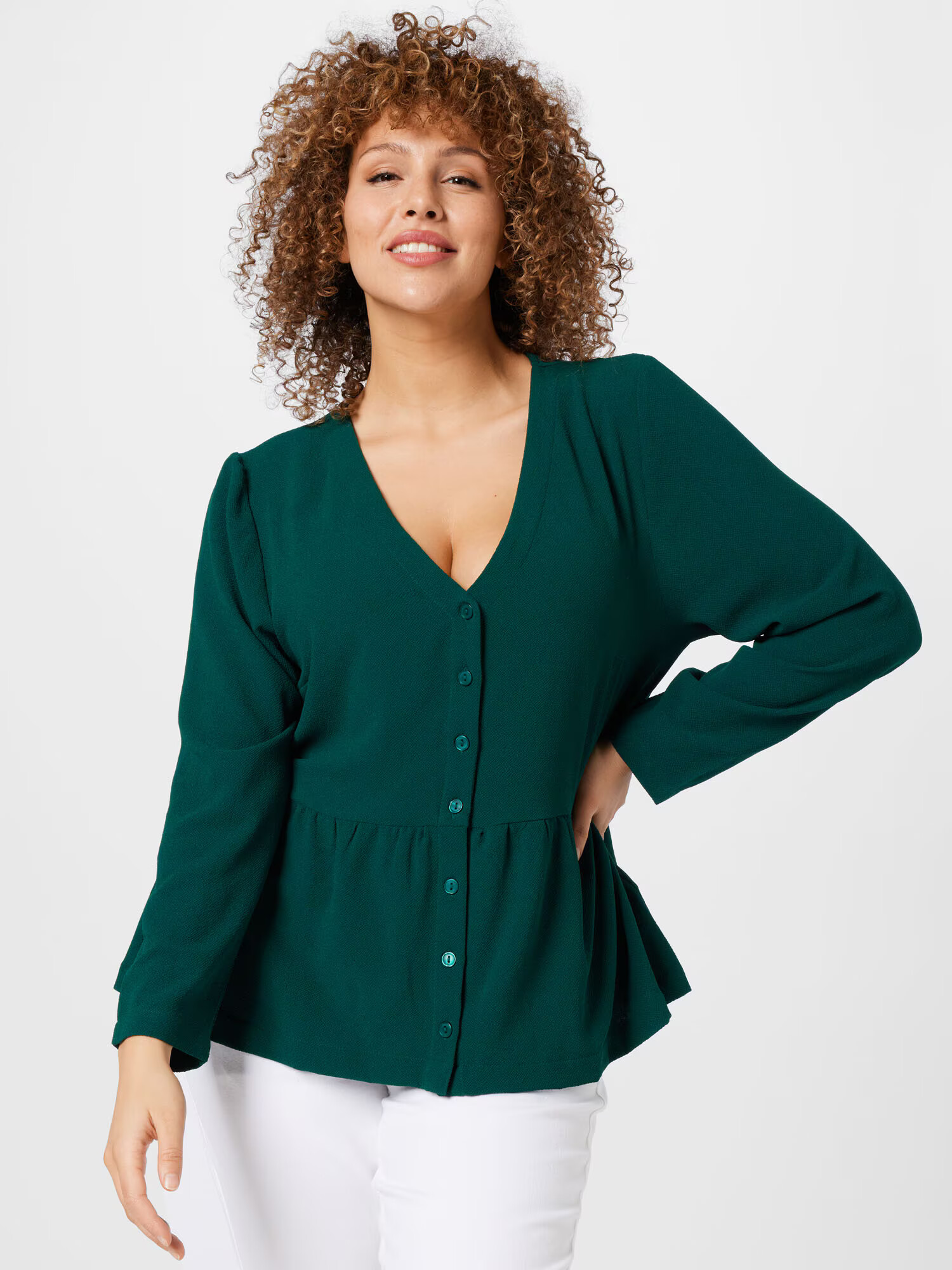 ABOUT YOU Curvy Bluza 'Jayla' smaragd - Pepit.si