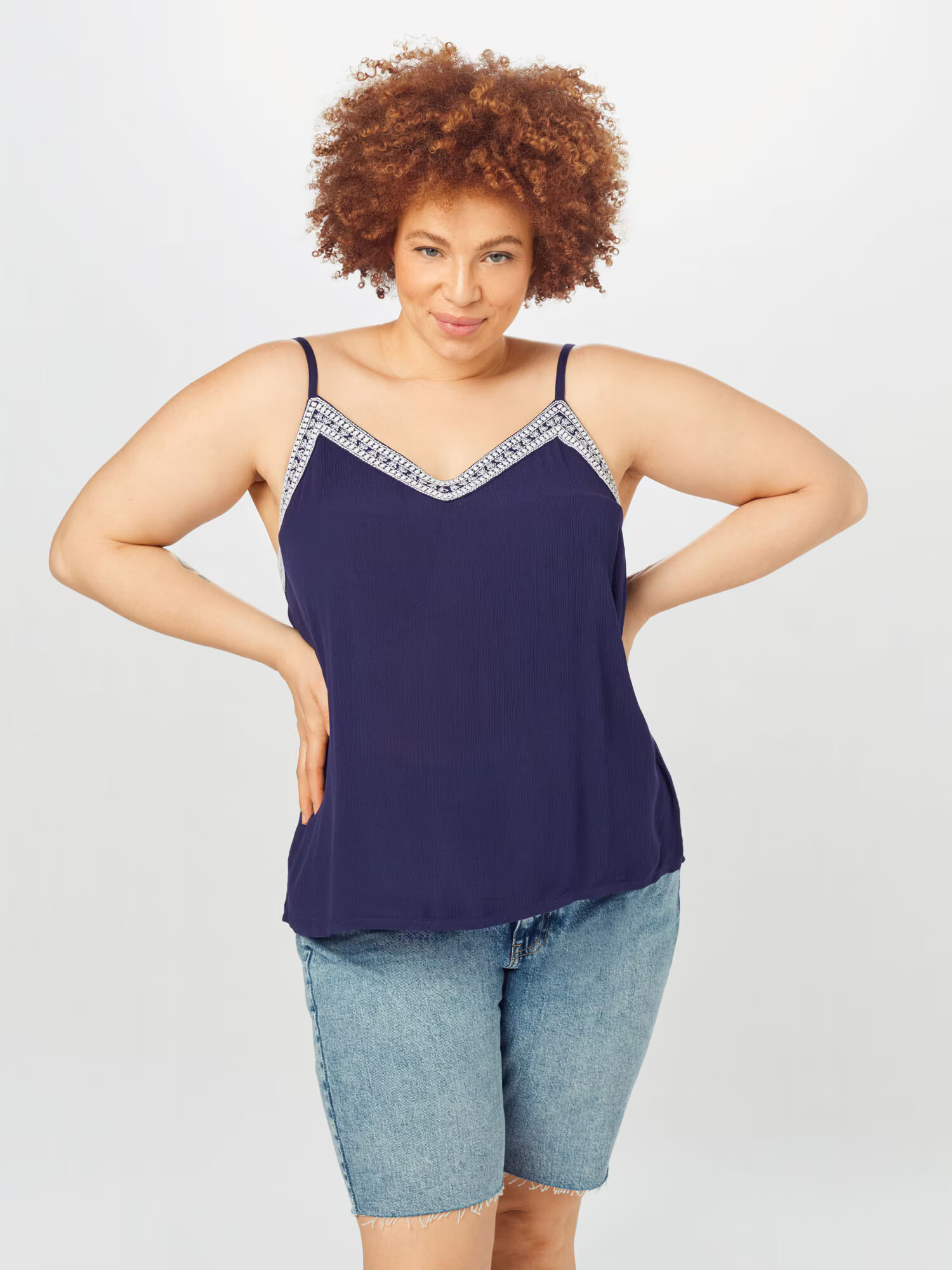 ABOUT YOU Curvy Top 'Juliette' temno modra / bela - Pepit.si