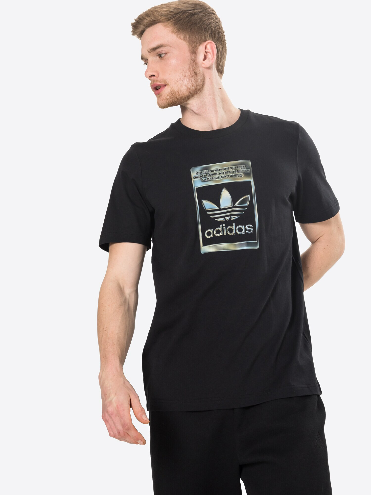 ADIDAS ORIGINALS Majica črna / srebrna - Pepit.si