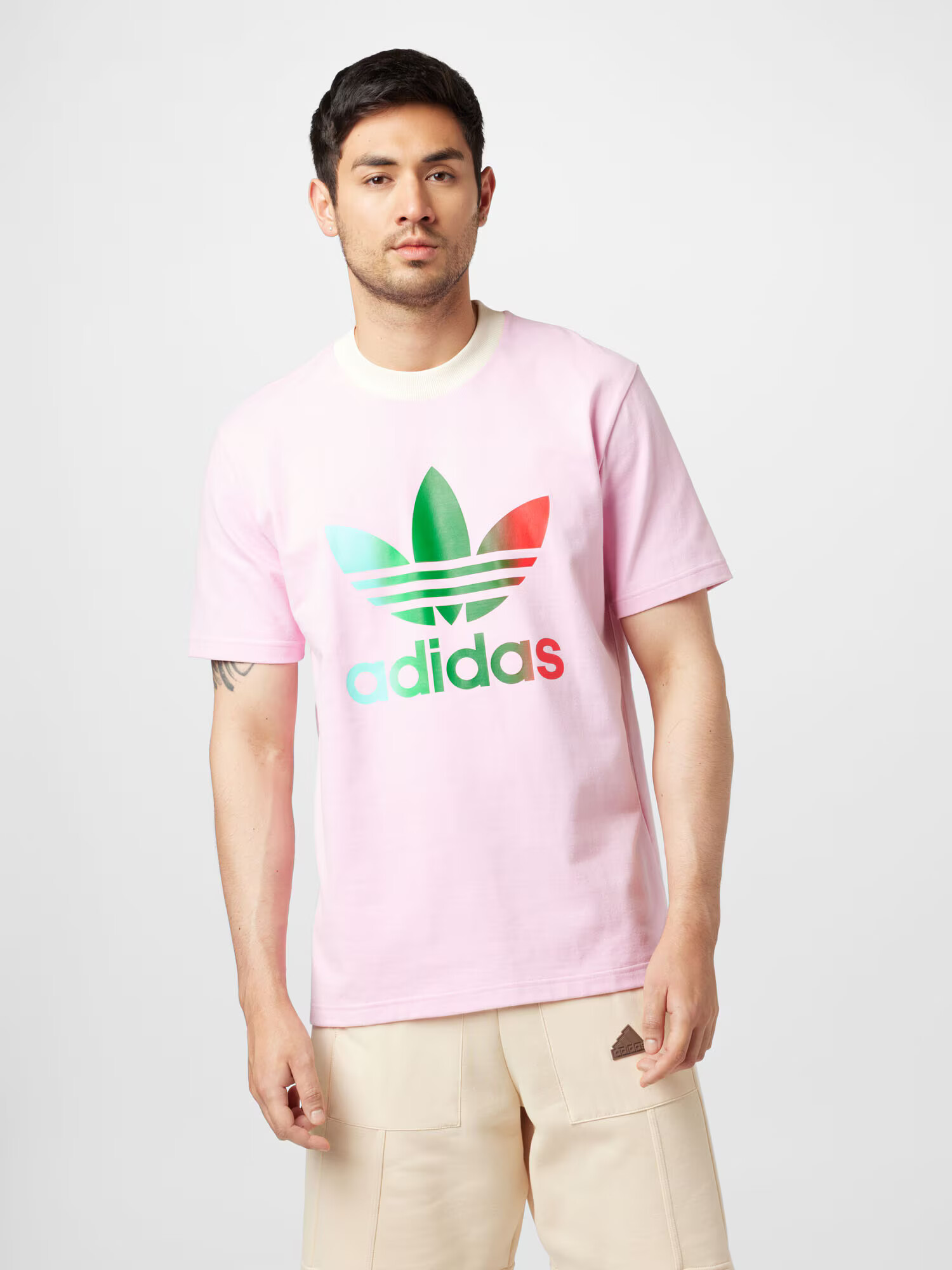 ADIDAS ORIGINALS Majica kremna / travnato zelena / roza / rdeča - Pepit.si