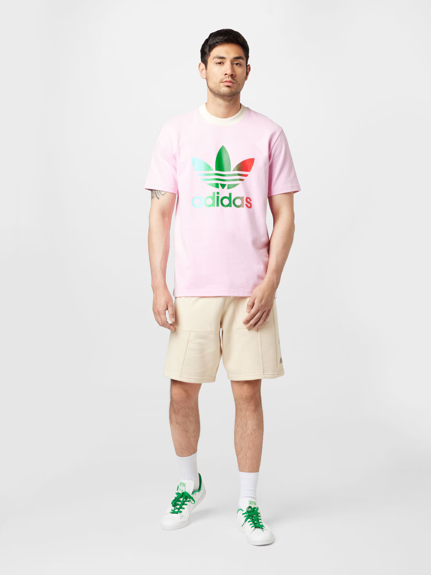 ADIDAS ORIGINALS Majica kremna / travnato zelena / roza / rdeča - Pepit.si