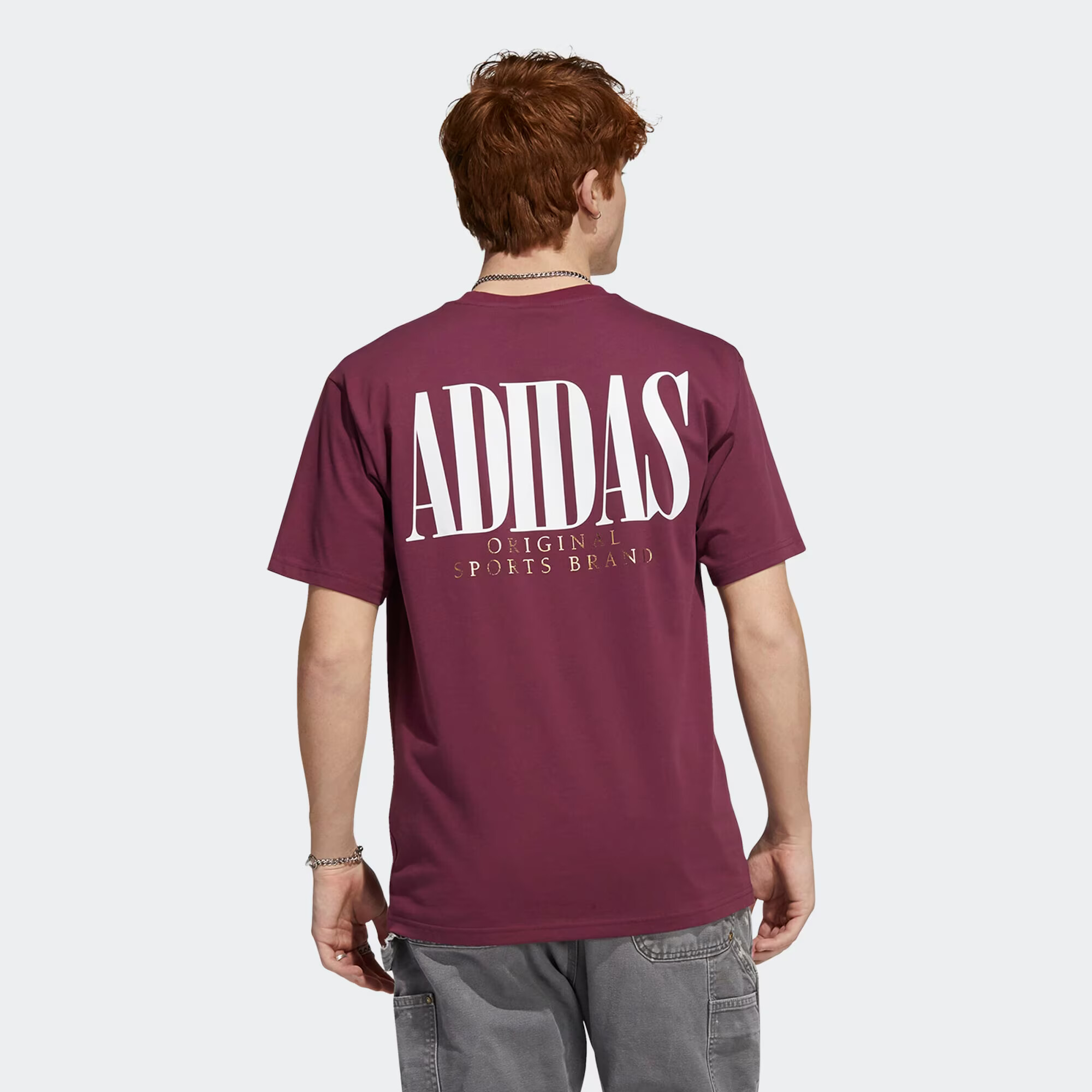 ADIDAS ORIGINALS Majica 'Trefoil Script' zlata / vinsko rdeča / bela - Pepit.si