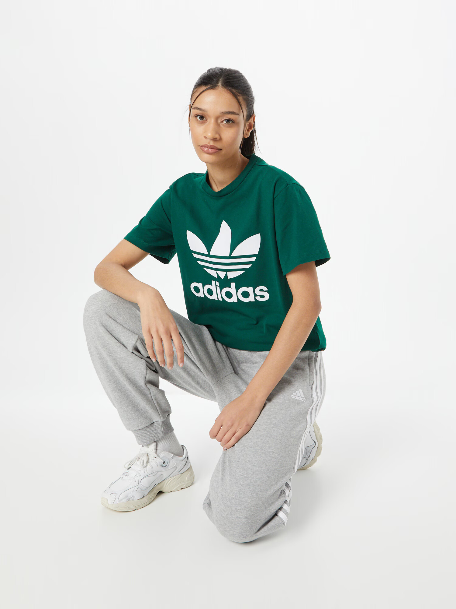 ADIDAS ORIGINALS Majica temno zelena / bela - Pepit.si