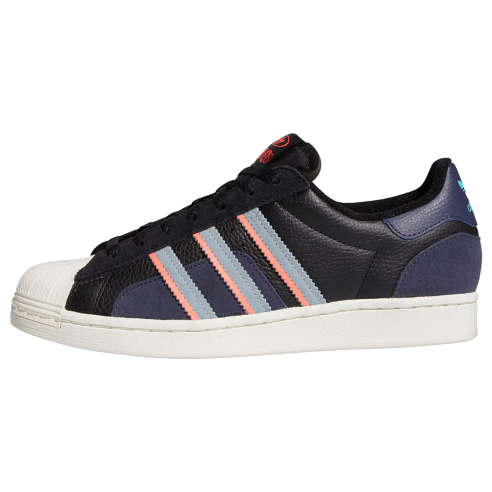 ADIDAS ORIGINALS Nizke superge 'Superstar' črna / korala / bela / indigo / svetlo siva - Pepit.si