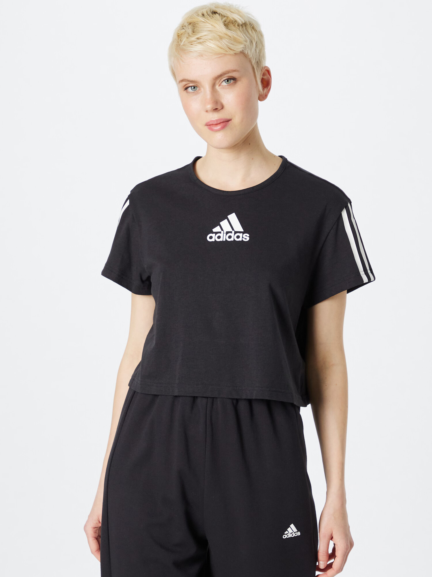 ADIDAS SPORTSWEAR Funkcionalna majica črna / bela - Pepit.si