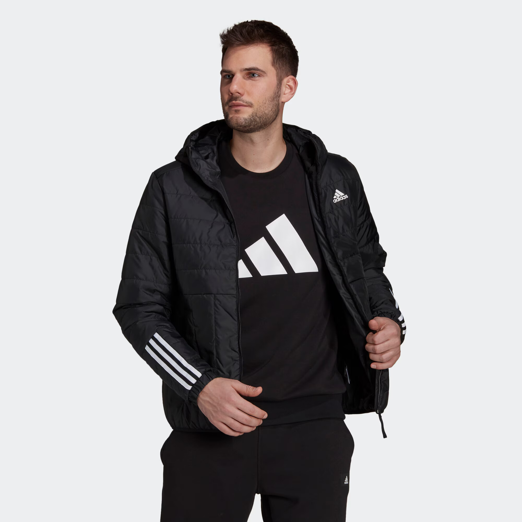 ADIDAS SPORTSWEAR Športna jakna črna / bela - Pepit.si