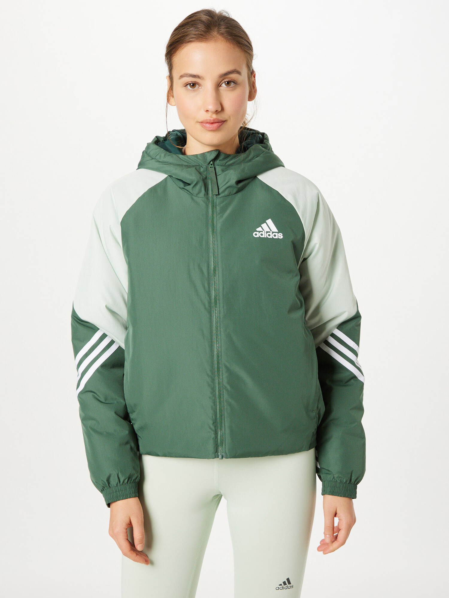 ADIDAS SPORTSWEAR Športna jakna pastelno zelena / temno zelena / bela - Pepit.si