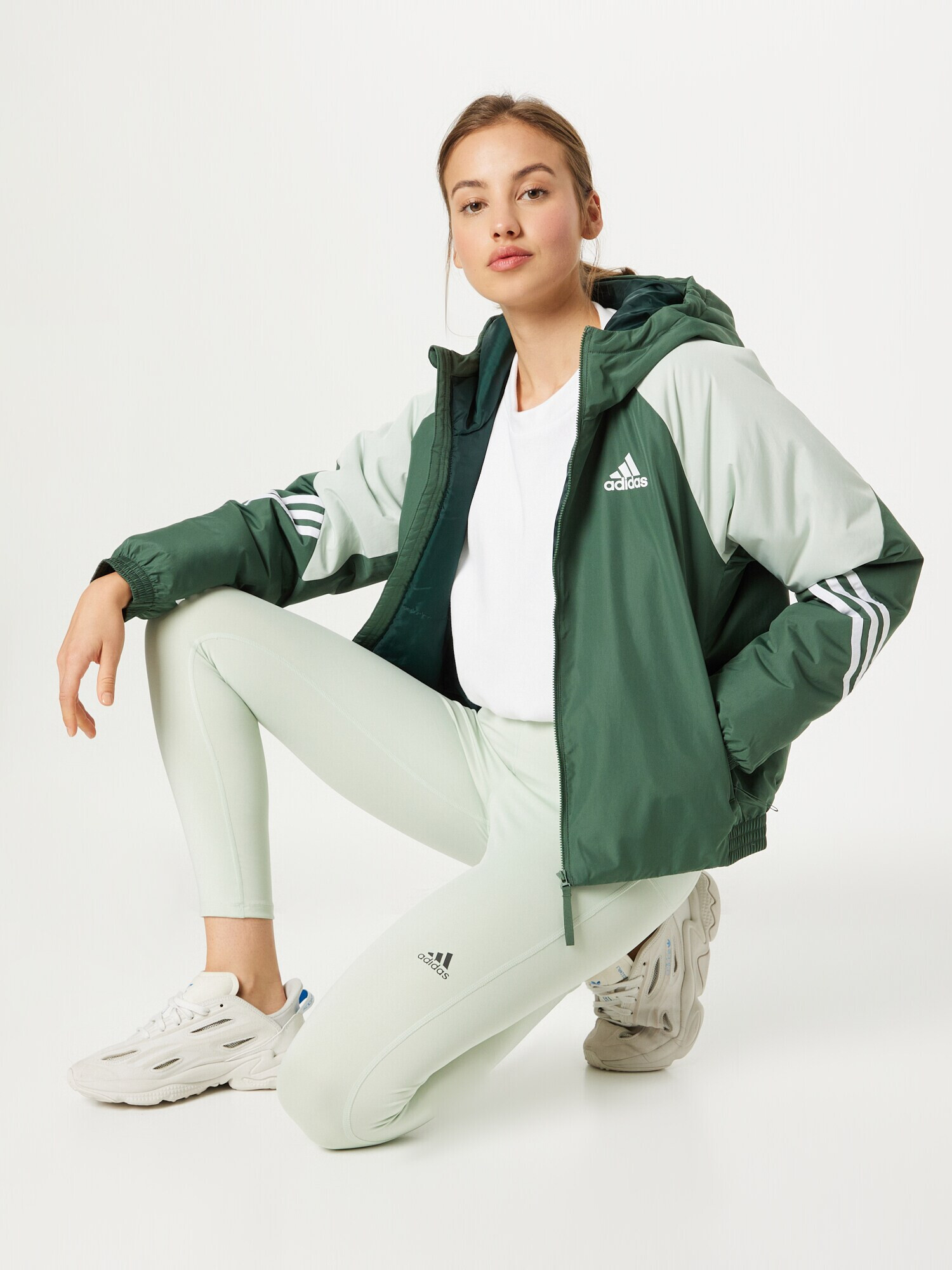 ADIDAS SPORTSWEAR Športna jakna pastelno zelena / temno zelena / bela - Pepit.si