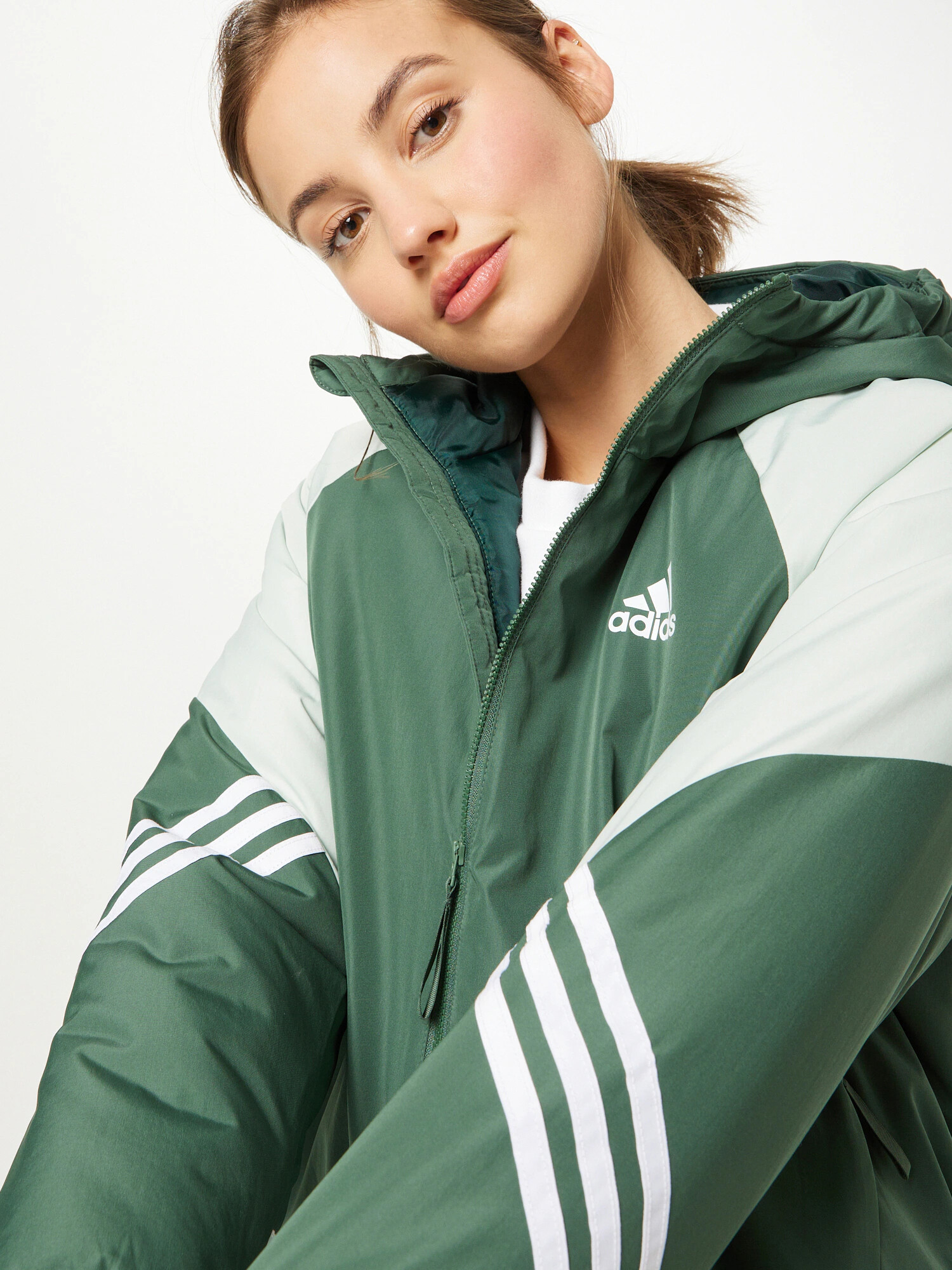 ADIDAS SPORTSWEAR Športna jakna pastelno zelena / temno zelena / bela - Pepit.si