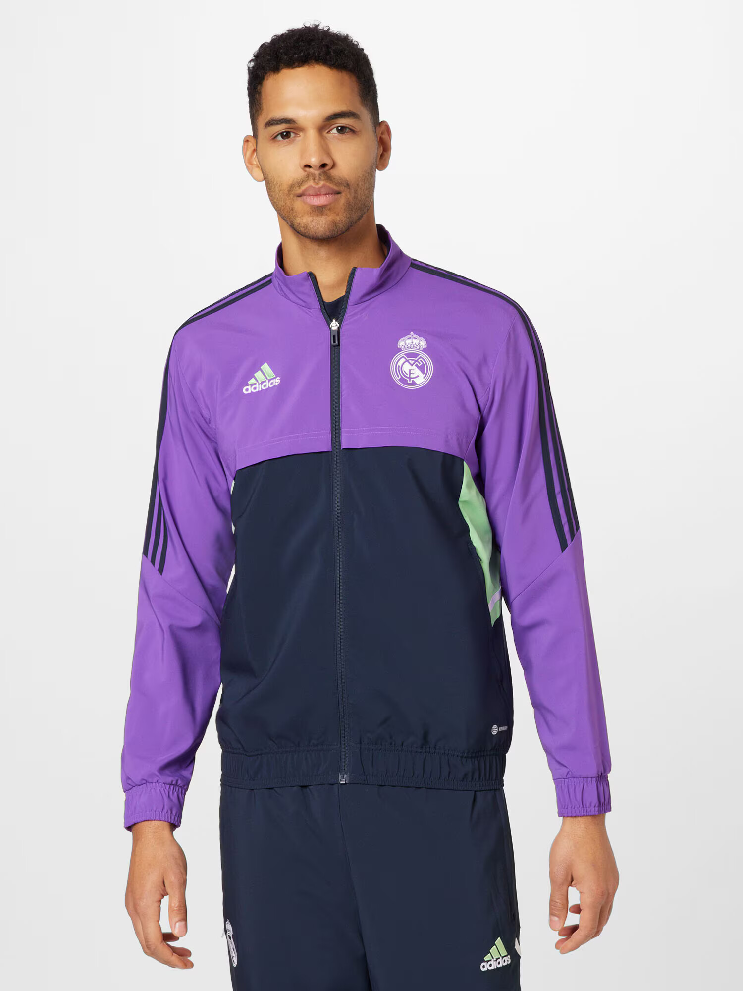 ADIDAS SPORTSWEAR Športna jakna 'Real Madrid' mornarska / svetlo zelena / lila / bela - Pepit.si