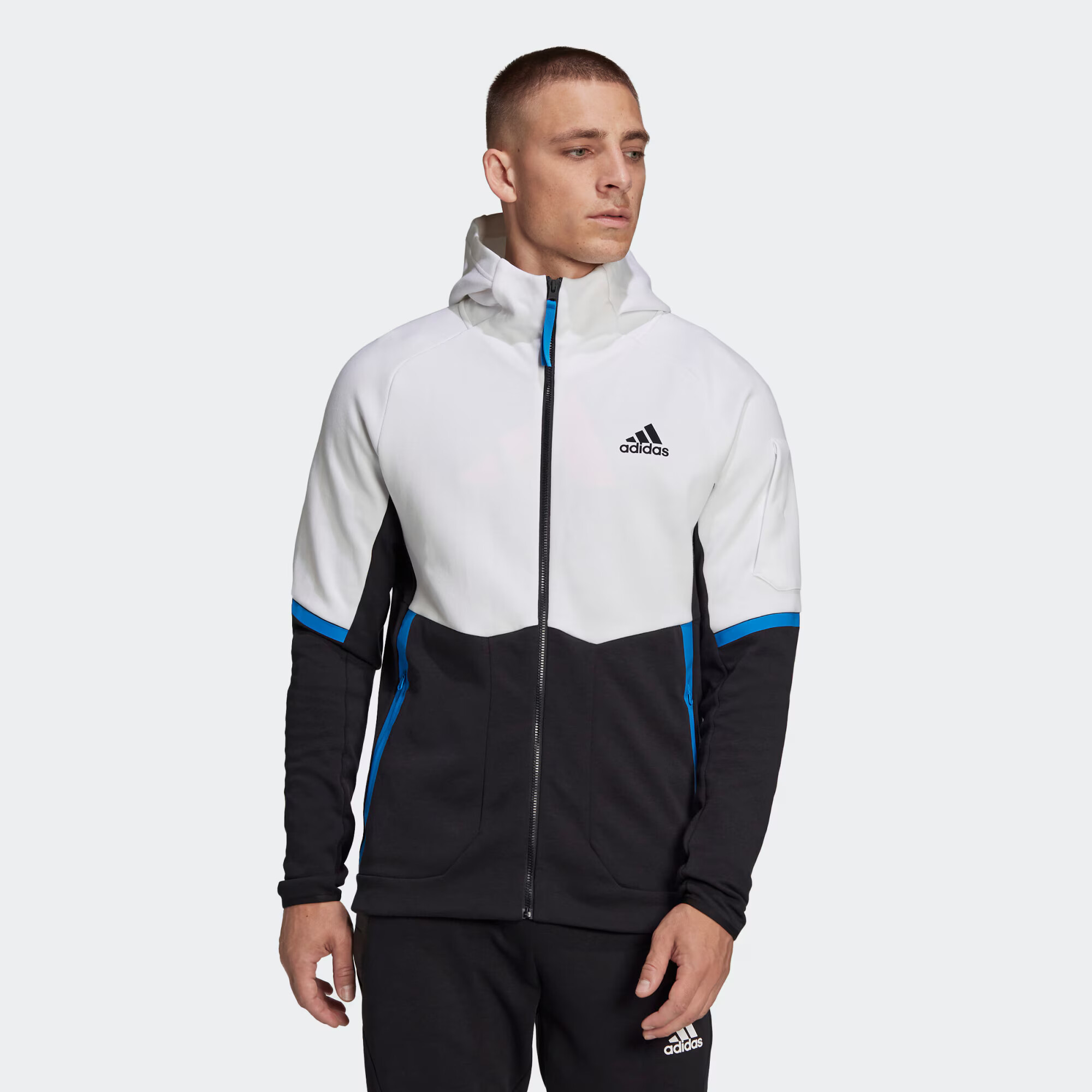 ADIDAS PERFORMANCE Športna jopa na zadrgo bela / črna / kraljevo modra - Pepit.si