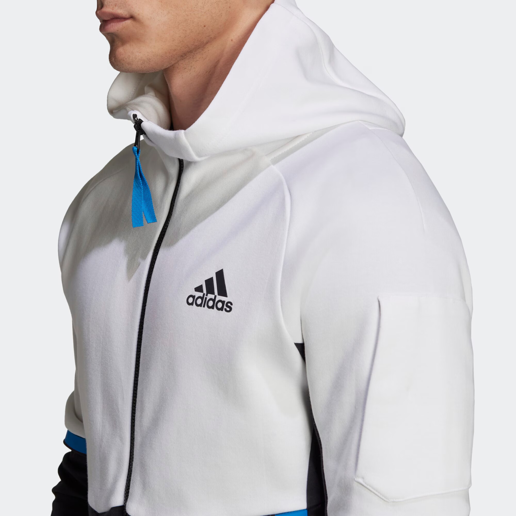 ADIDAS PERFORMANCE Športna jopa na zadrgo bela / črna / kraljevo modra - Pepit.si