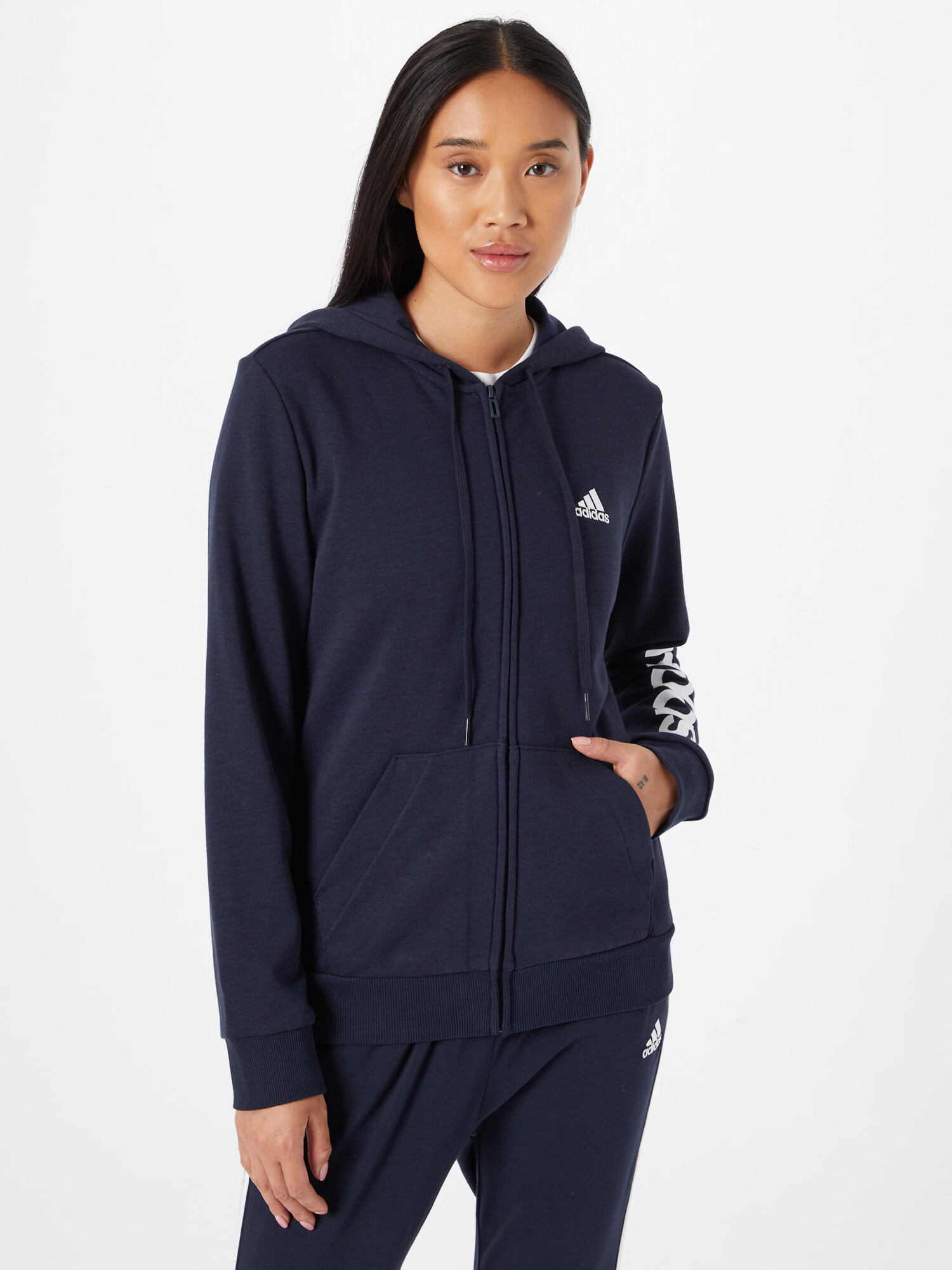 ADIDAS SPORTSWEAR Športna jopa na zadrgo temno modra / bela - Pepit.si