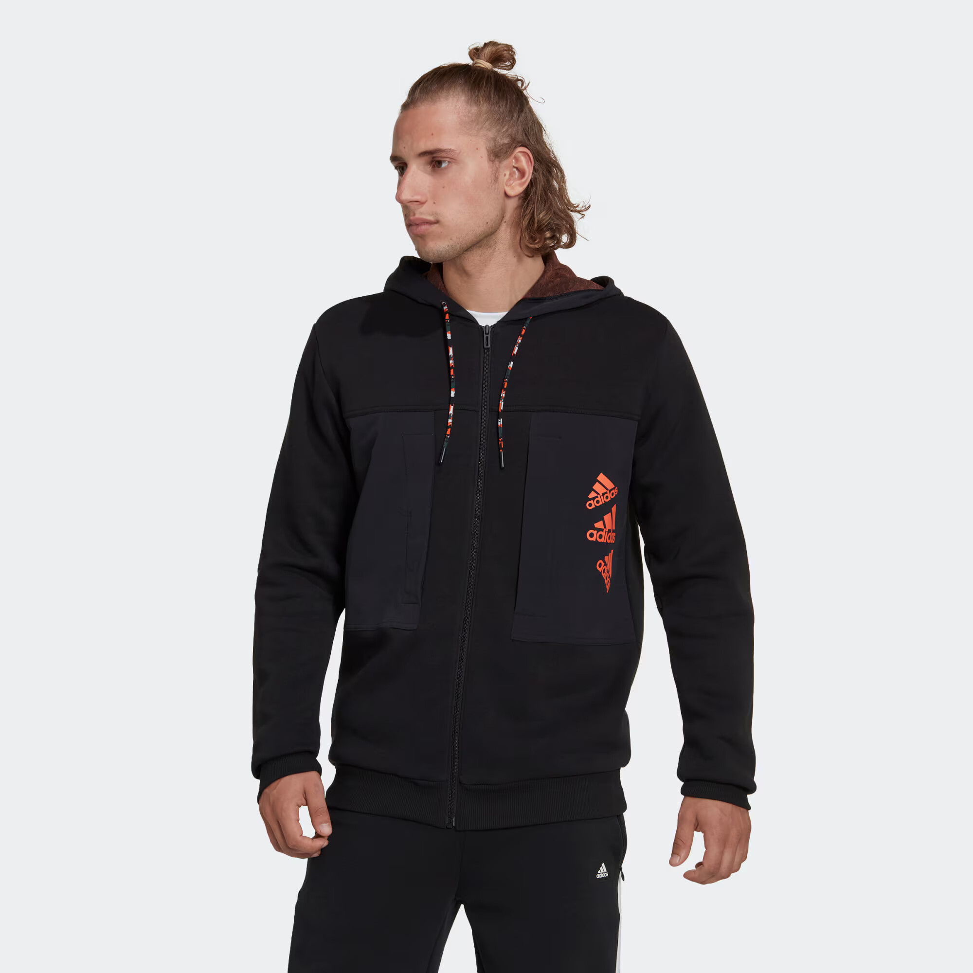 ADIDAS SPORTSWEAR Športna jopa na zadrgo 'BrandLove' rjava / oranžna / črna - Pepit.si