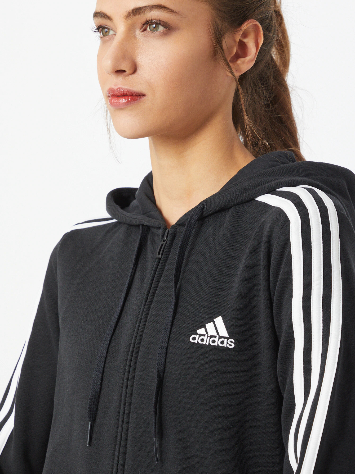 ADIDAS SPORTSWEAR Športna jopa na zadrgo črna / bela - Pepit.si