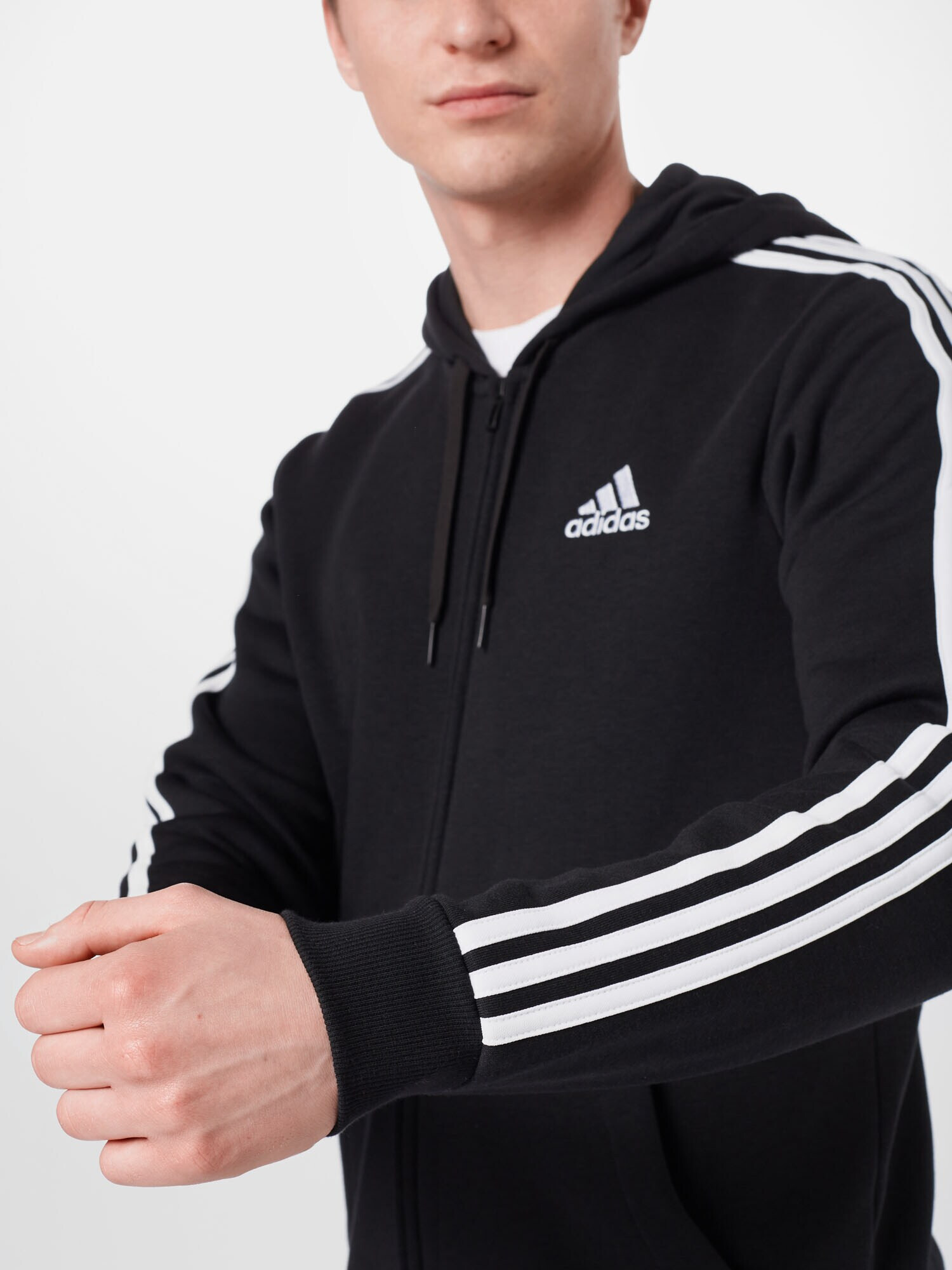 ADIDAS SPORTSWEAR Športna jopa na zadrgo črna / bela - Pepit.si