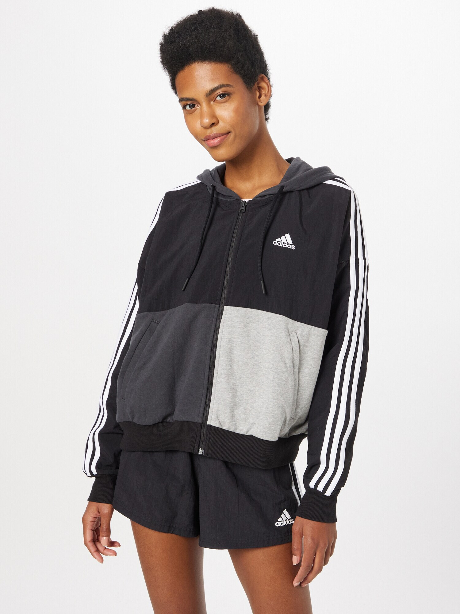 ADIDAS SPORTSWEAR Športna jopa na zadrgo svetlo siva / temno siva / črna / bela - Pepit.si