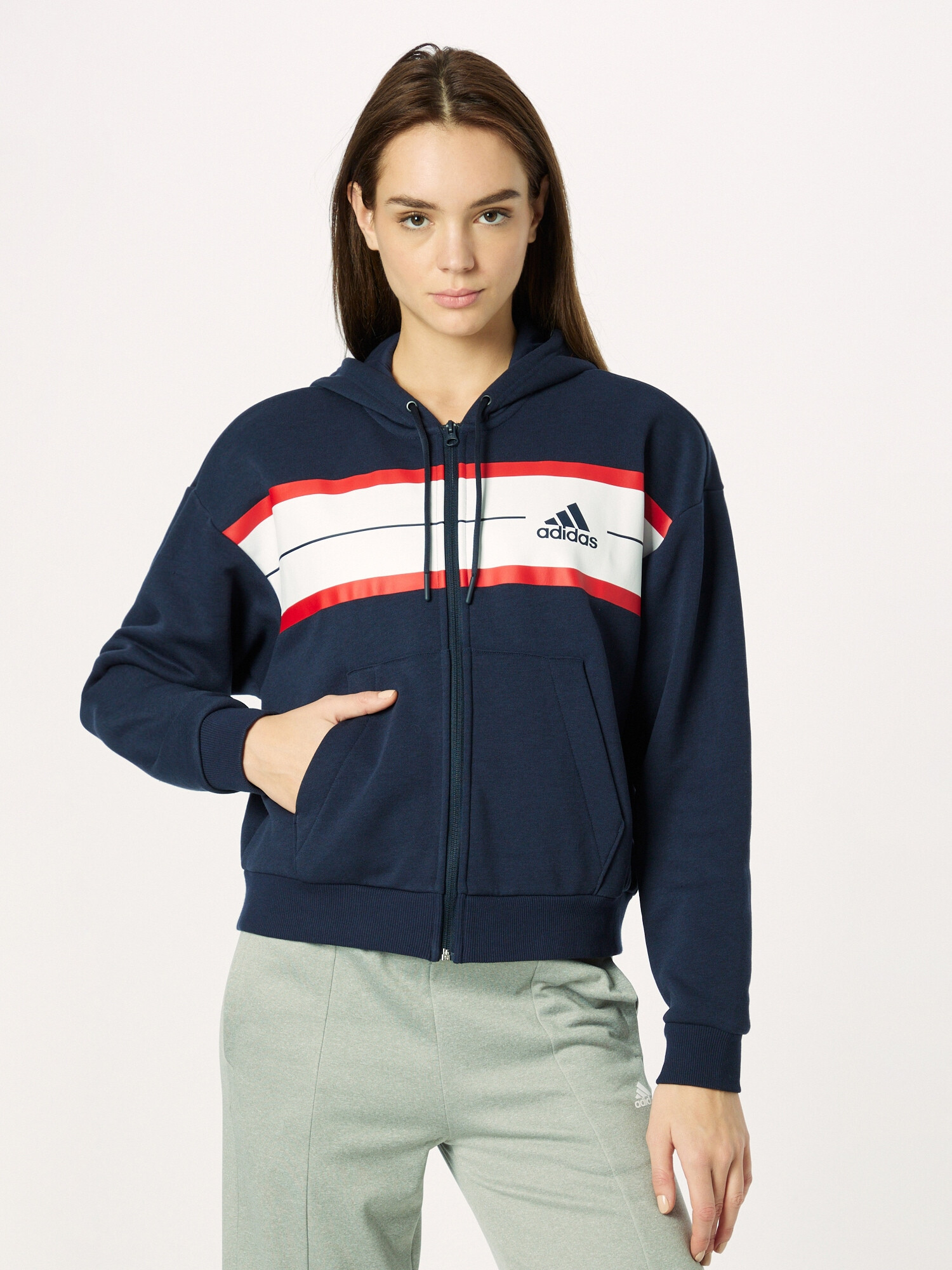 ADIDAS SPORTSWEAR Športna jopa na zadrgo temno modra / rdeča / bela - Pepit.si