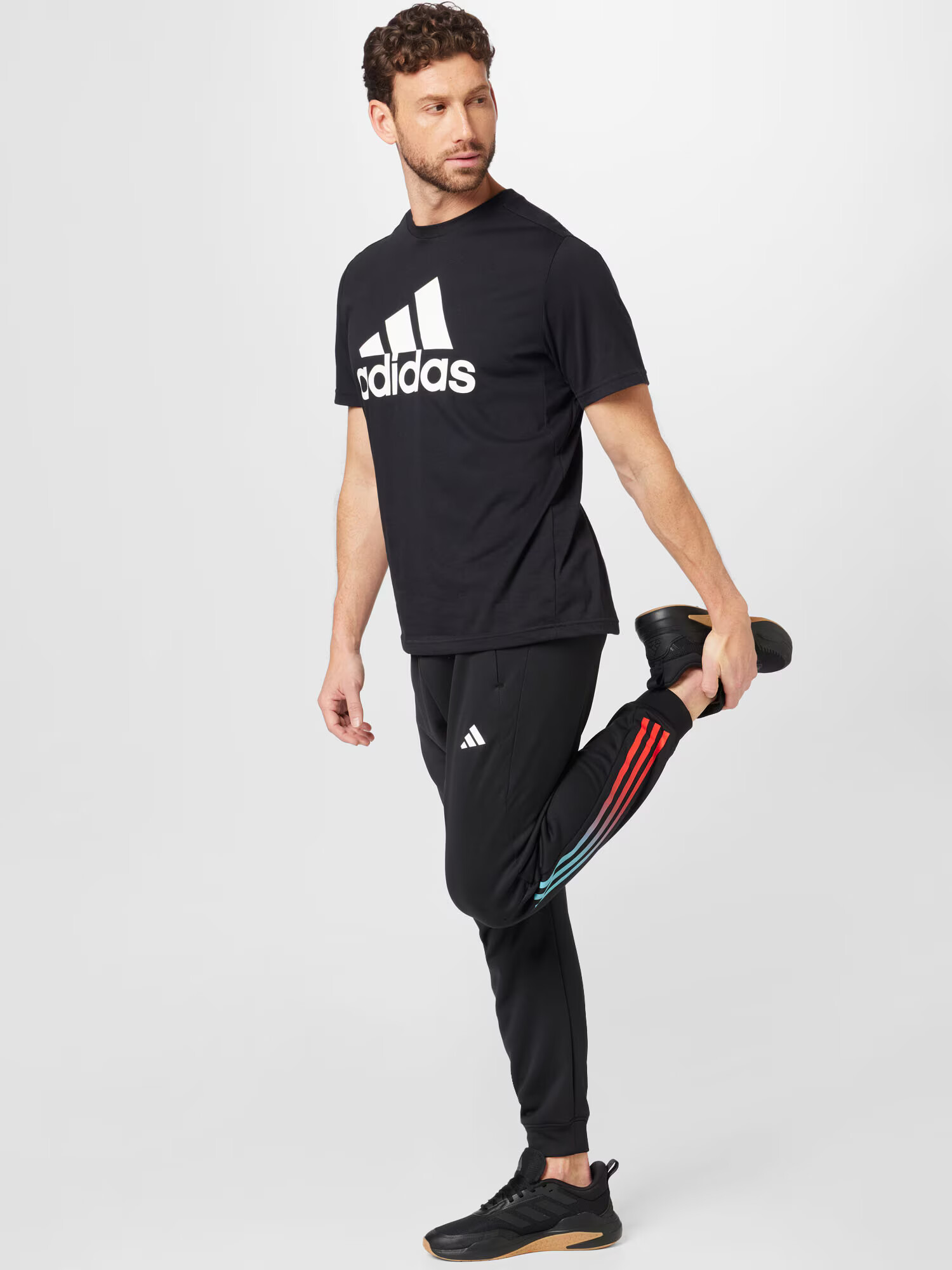 ADIDAS PERFORMANCE Športne hlače cijansko modra / ognjeno rdeča / črna / bela - Pepit.si