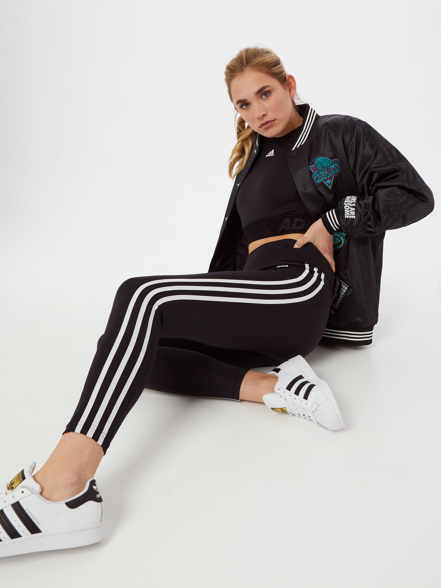 ADIDAS SPORTSWEAR Športne hlače črna / bela - Pepit.si