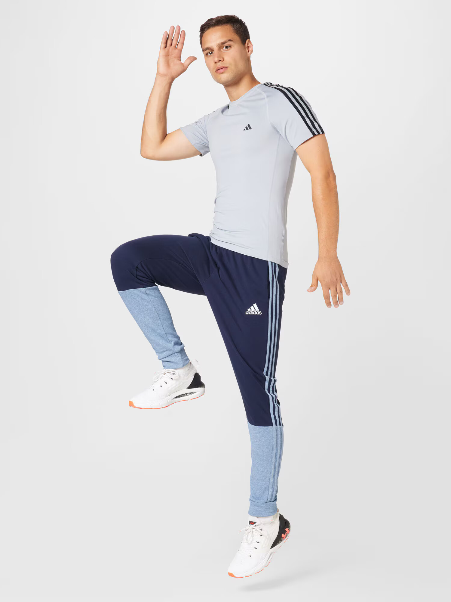 ADIDAS SPORTSWEAR Športne hlače nočno modra / progasto modra / bela - Pepit.si