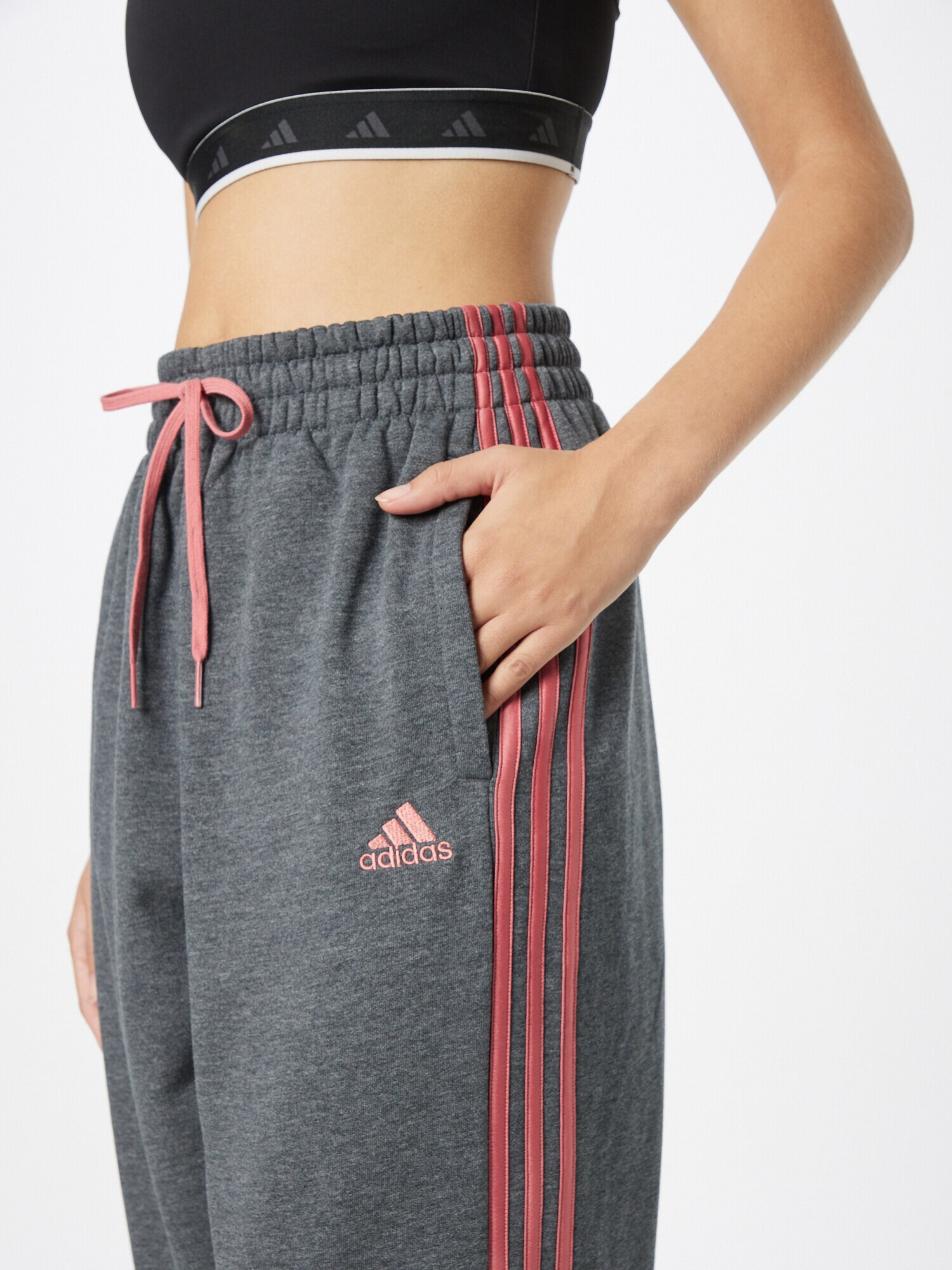 ADIDAS SPORTSWEAR Športne hlače siva / pastelno rdeča - Pepit.si