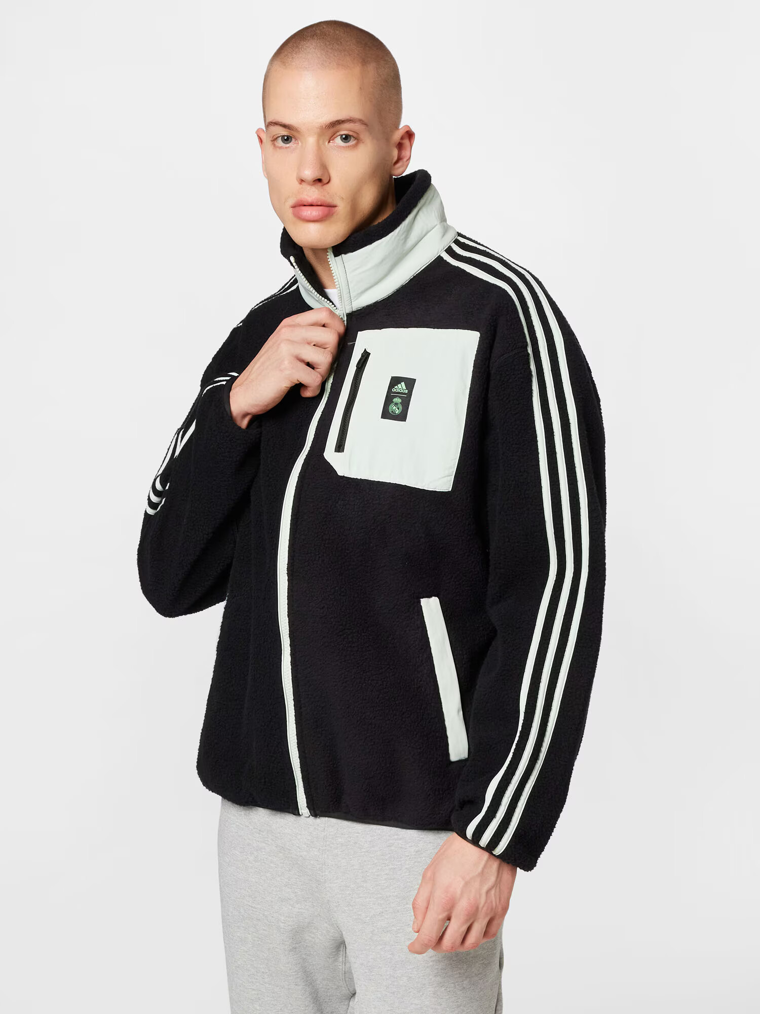 ADIDAS SPORTSWEAR Funkcionalna jopa iz flisa 'REAL' svetlo zelena / črna / off-bela - Pepit.si