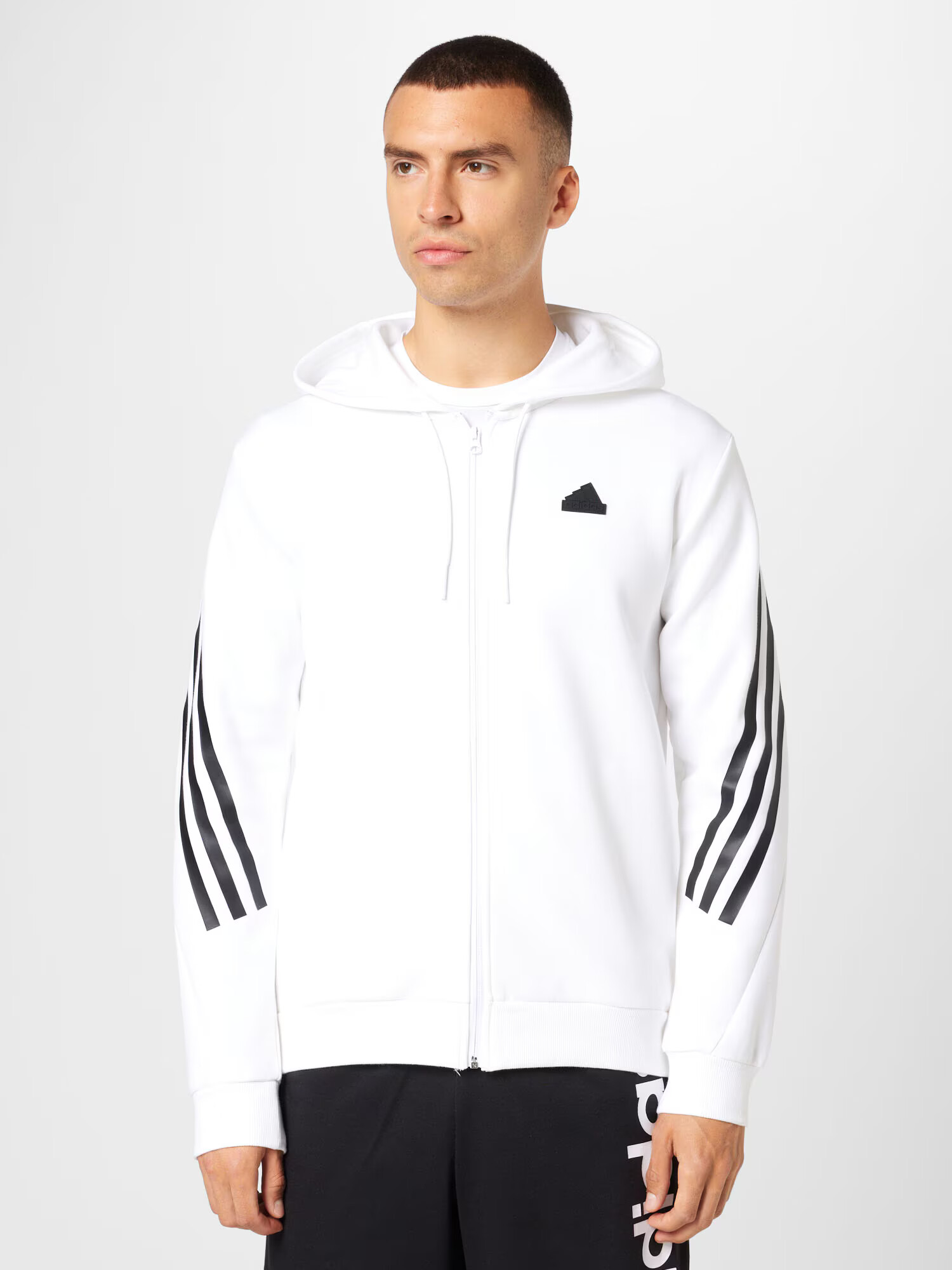 ADIDAS SPORTSWEAR Športna jopa na zadrgo črna / bela - Pepit.si