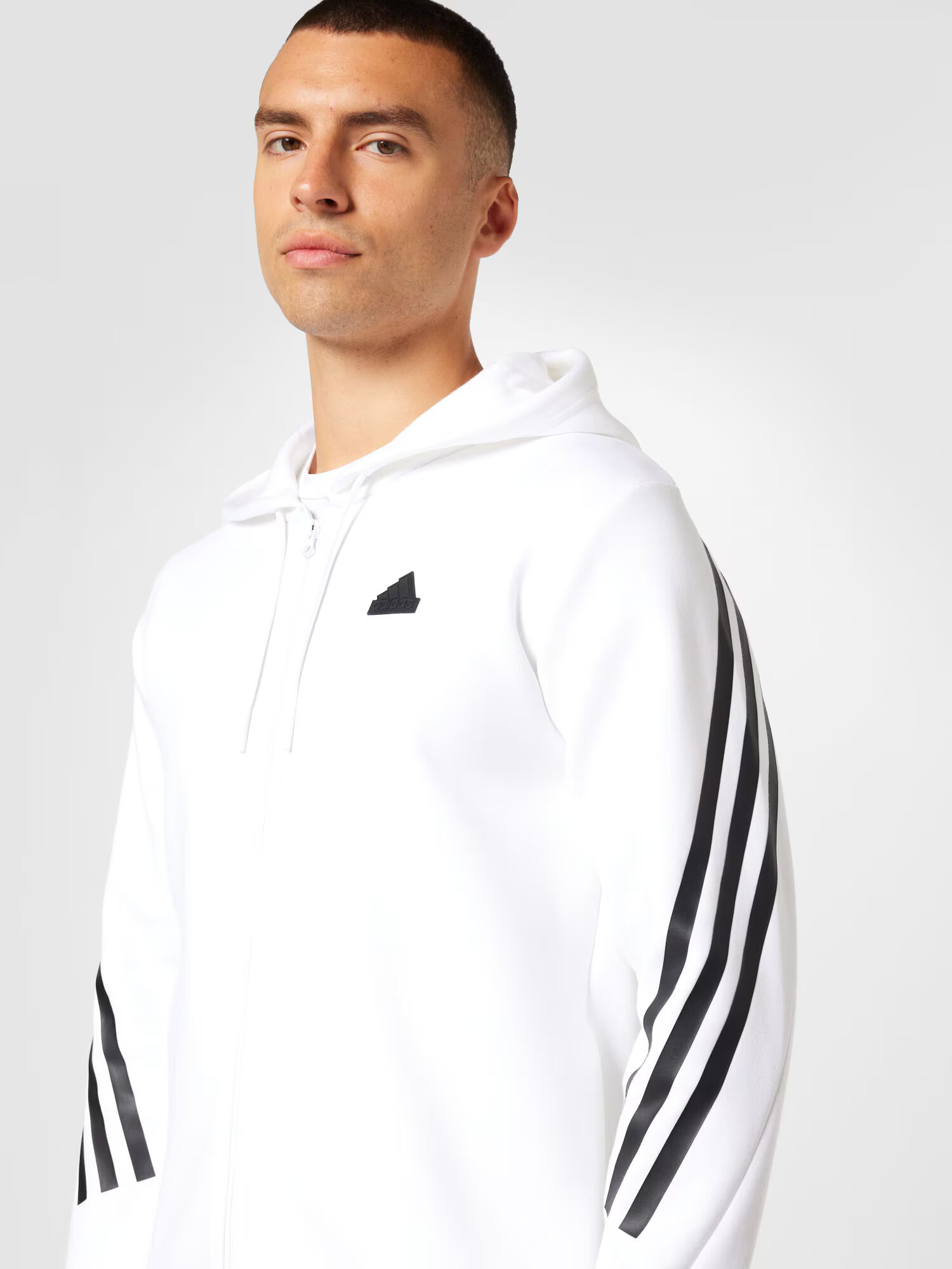 ADIDAS SPORTSWEAR Športna jopa na zadrgo črna / bela - Pepit.si