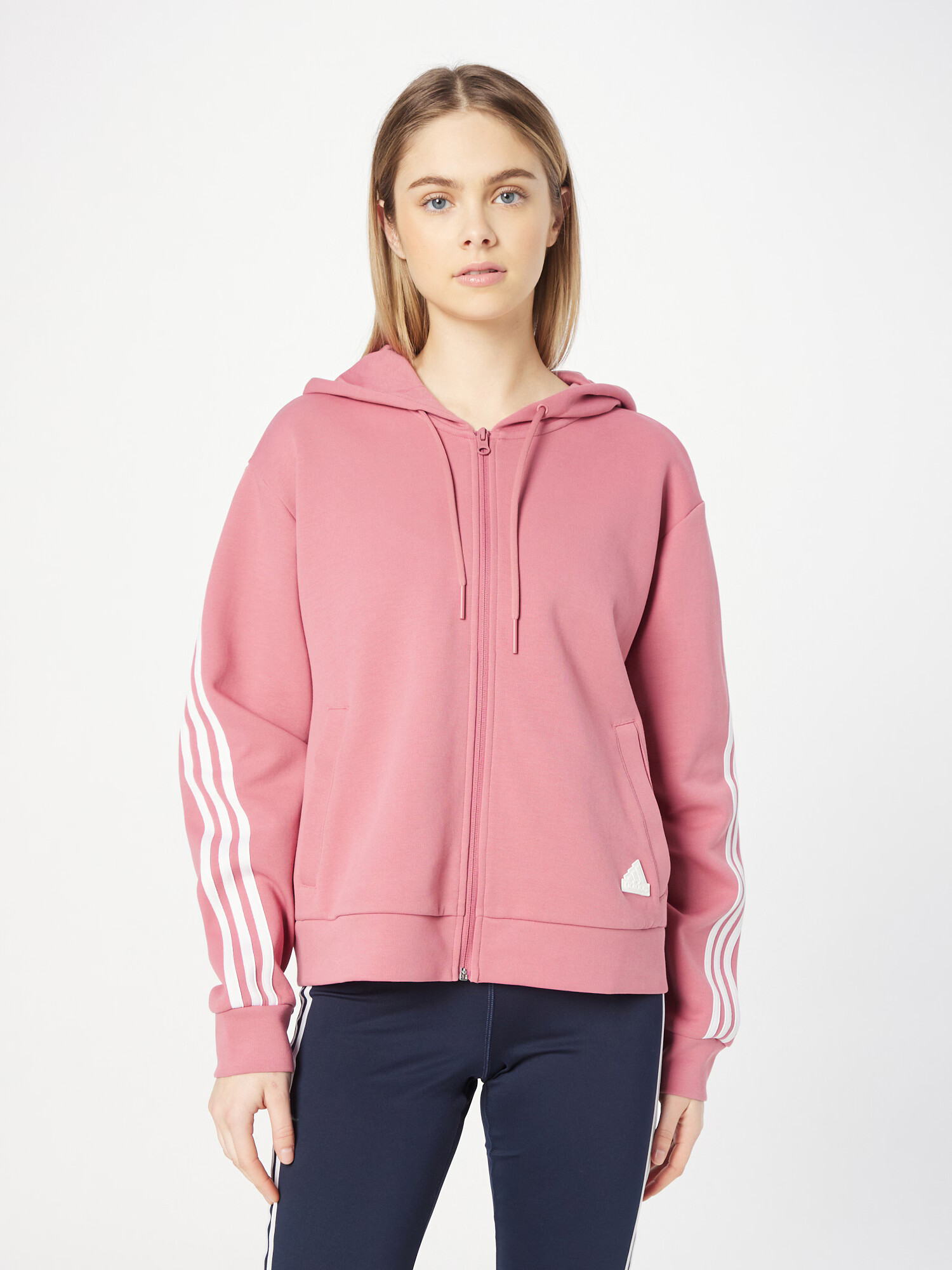 ADIDAS SPORTSWEAR Športna jopa na zadrgo rosé / bela - Pepit.si