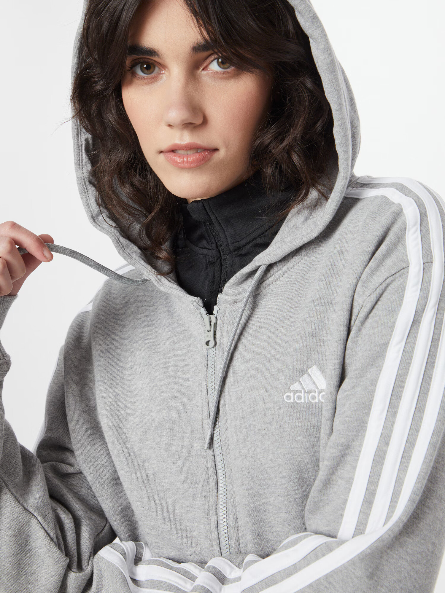 ADIDAS SPORTSWEAR Športna jopa na zadrgo siva / bela - Pepit.si