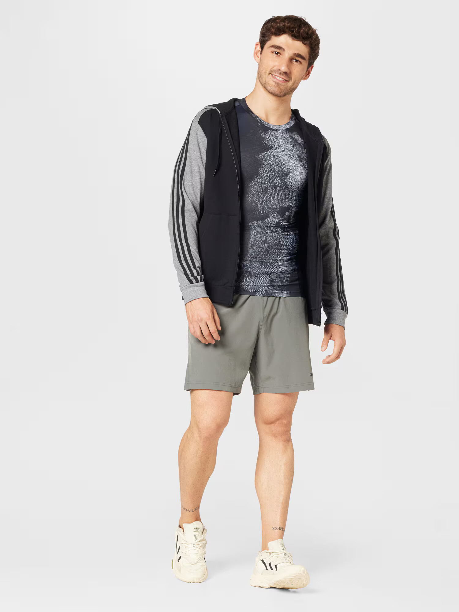 ADIDAS SPORTSWEAR Športna jopa na zadrgo siva / črna / bela - Pepit.si