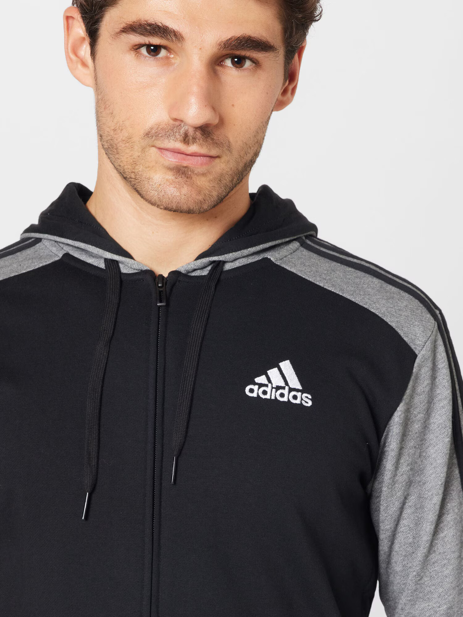 ADIDAS SPORTSWEAR Športna jopa na zadrgo siva / črna / bela - Pepit.si