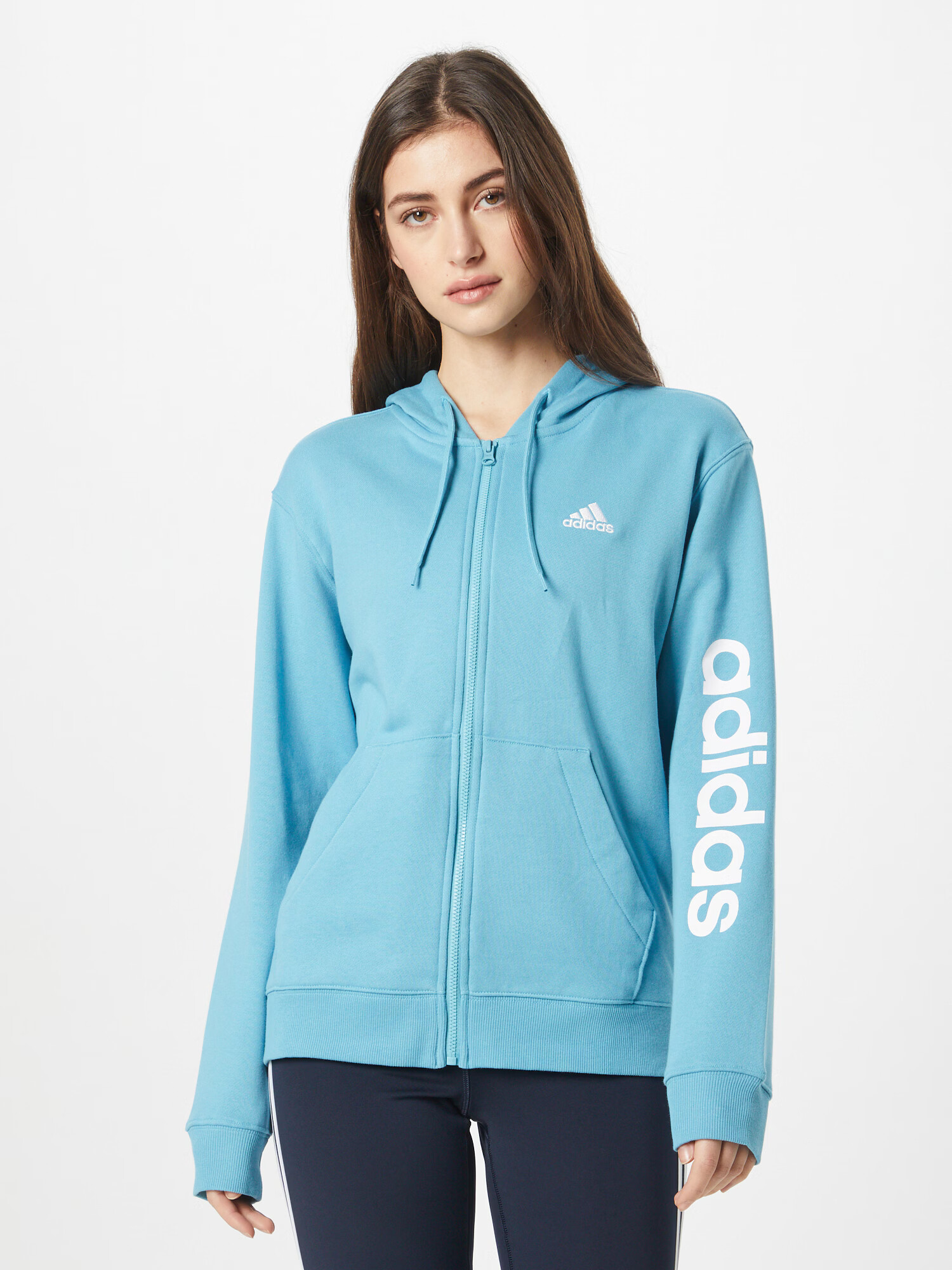 ADIDAS SPORTSWEAR Športna jopa na zadrgo svetlo modra / bela - Pepit.si