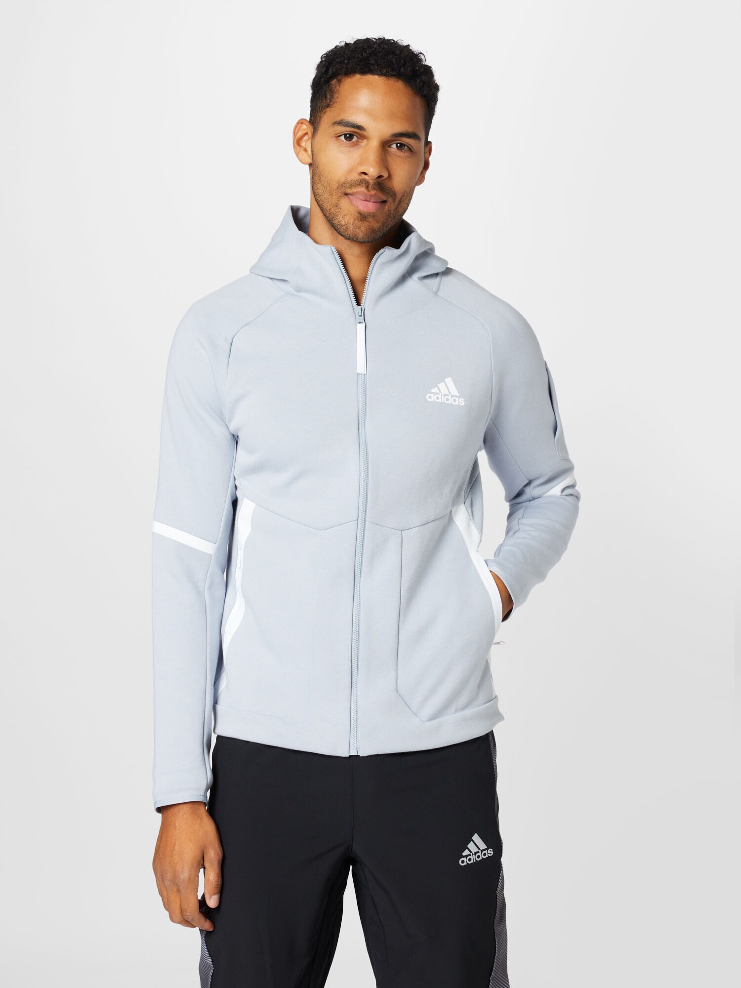 ADIDAS SPORTSWEAR Športna jopa na zadrgo svetlo siva / bela - Pepit.si