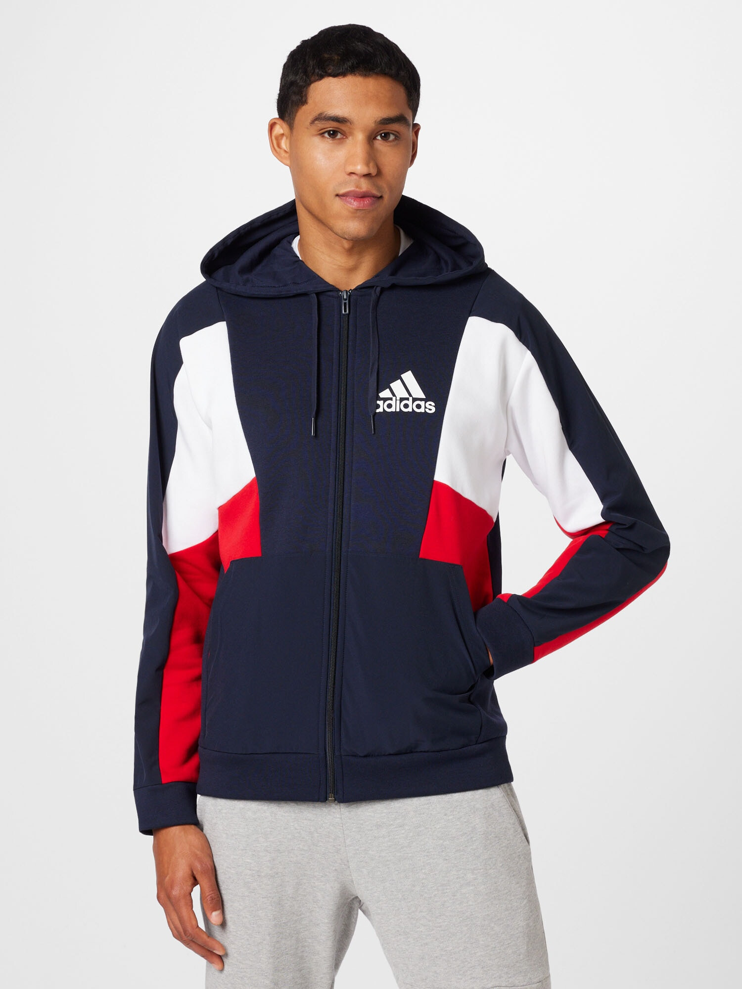 ADIDAS SPORTSWEAR Športna jopa na zadrgo temno modra / rdeča / bela - Pepit.si