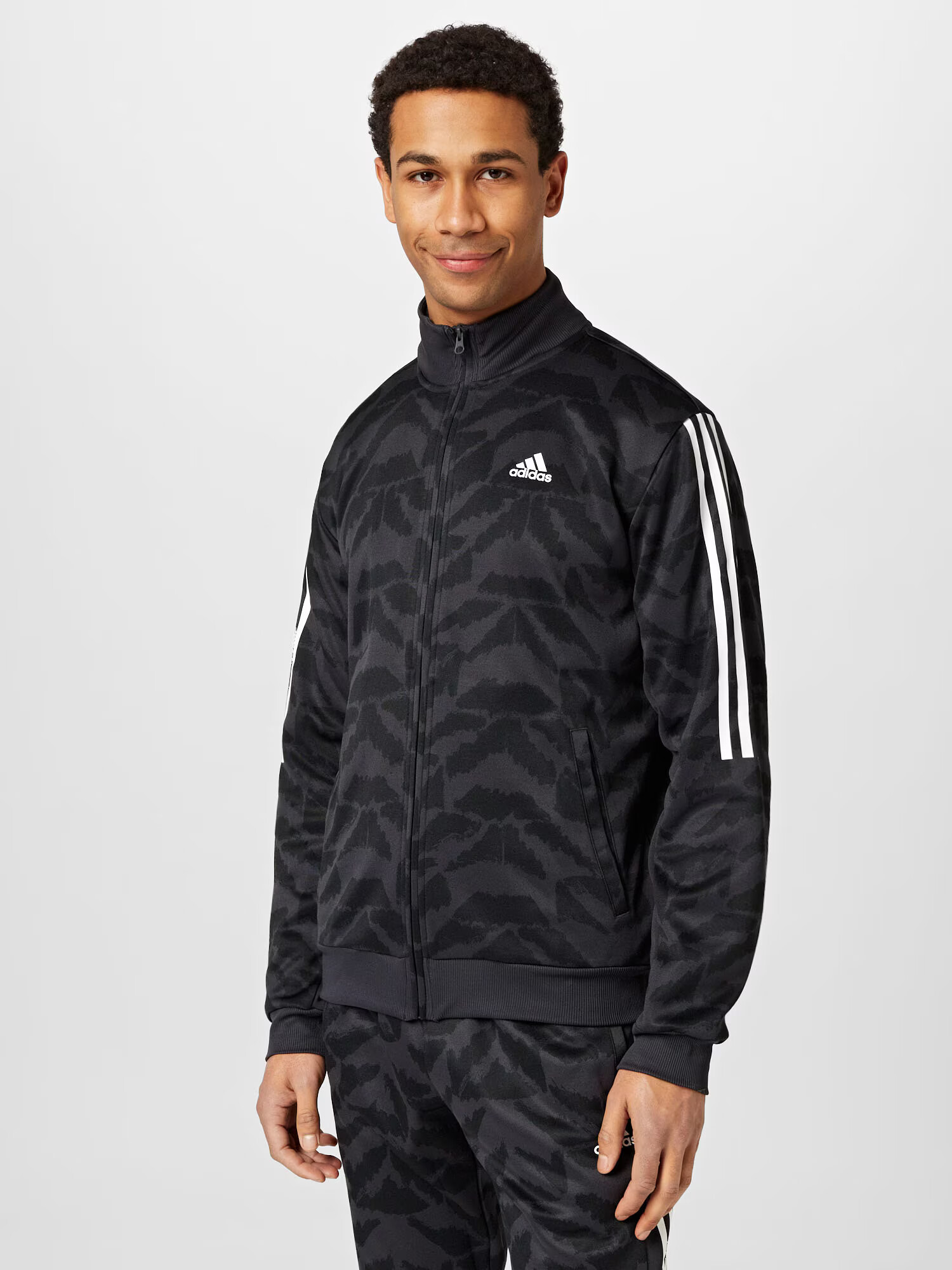 ADIDAS SPORTSWEAR Športna jopa na zadrgo temno siva / črna / bela - Pepit.si