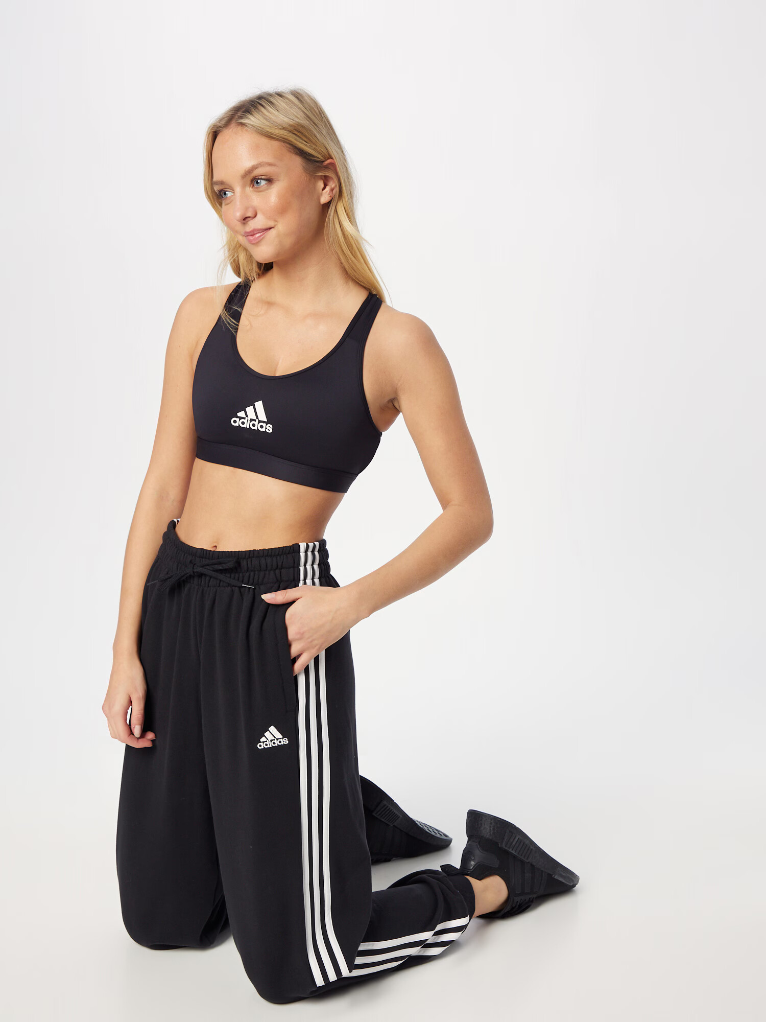 ADIDAS SPORTSWEAR Športne hlače črna / bela - Pepit.si