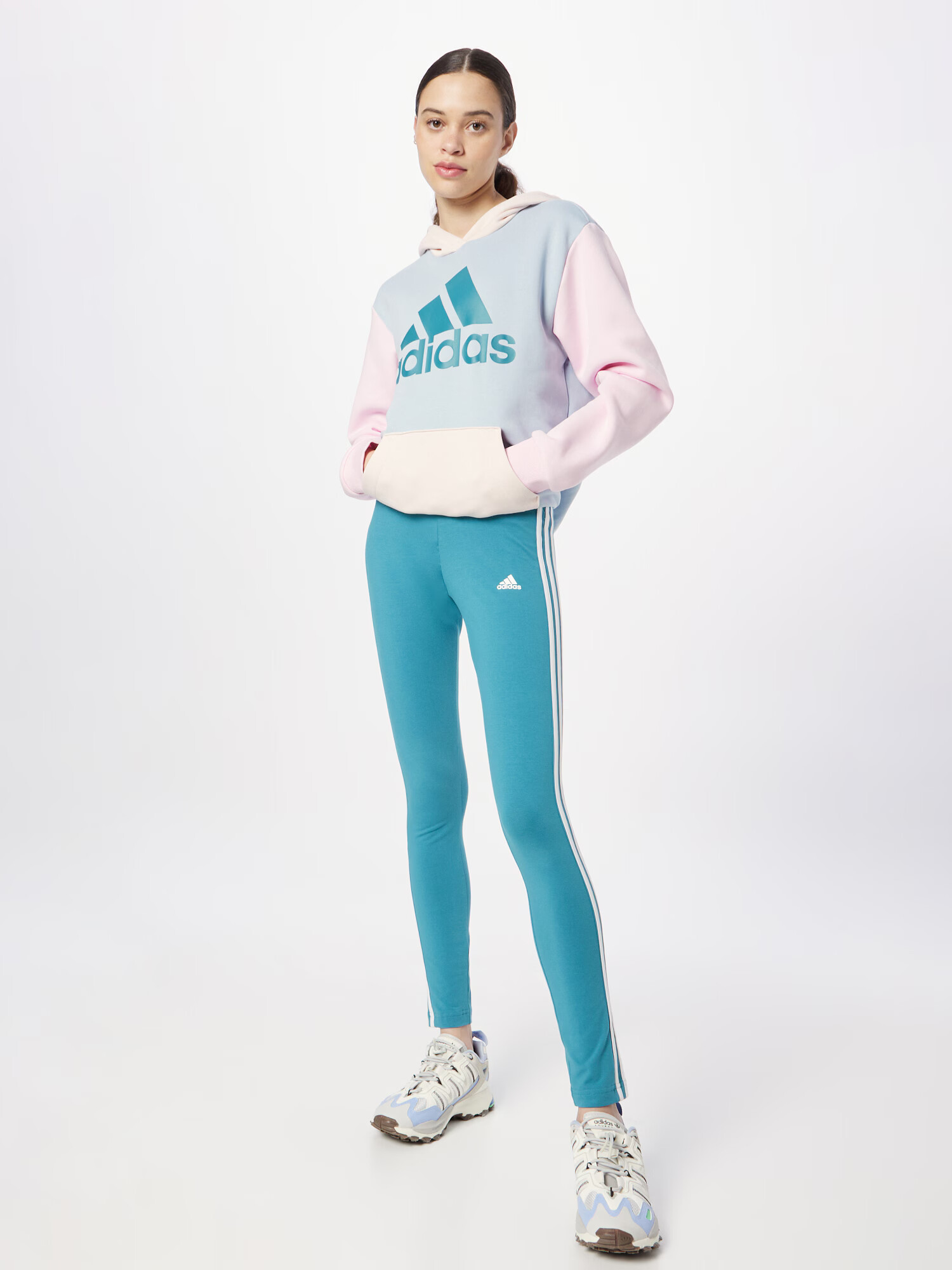 ADIDAS SPORTSWEAR Športne hlače turkizna / bela - Pepit.si