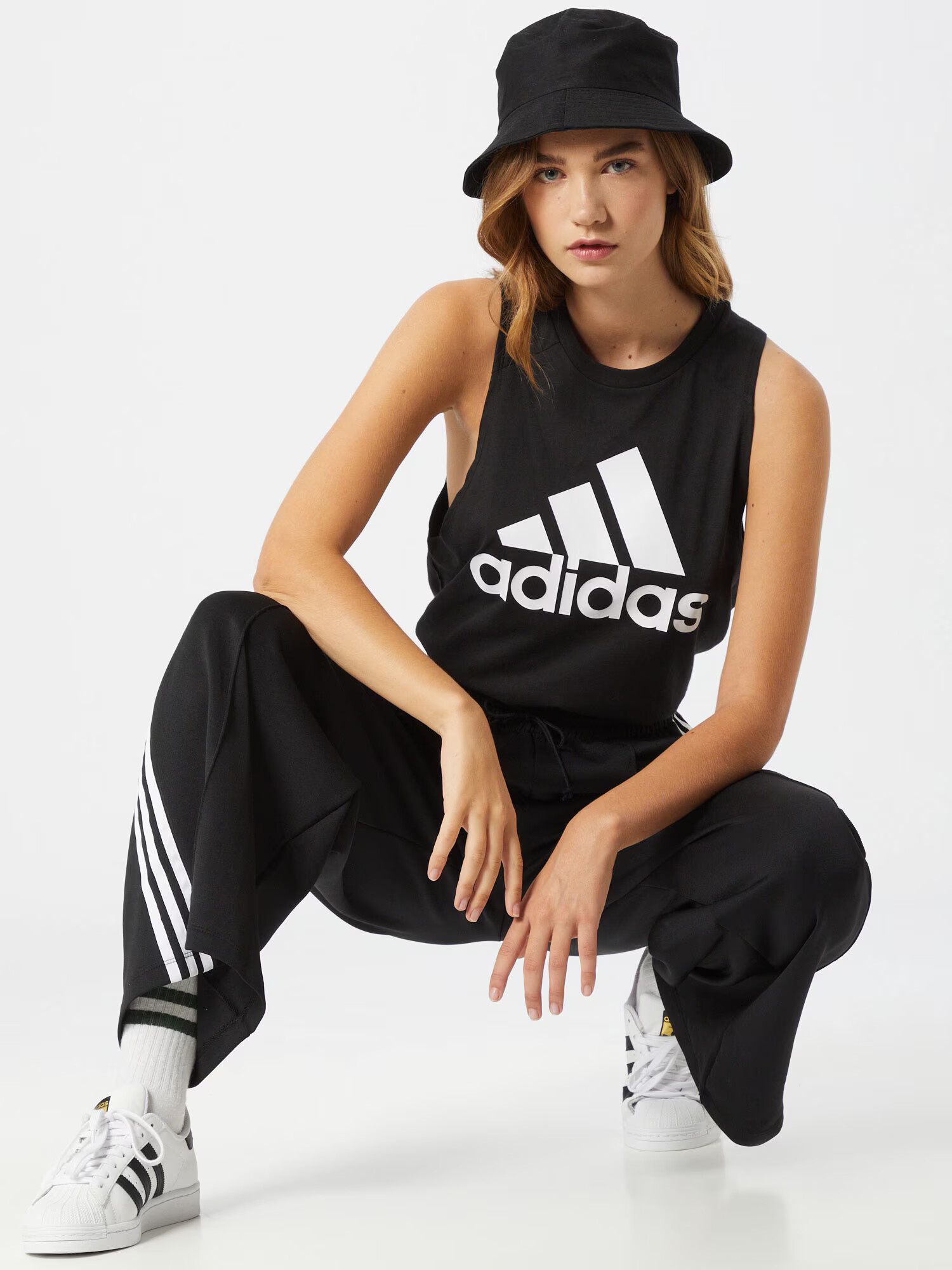 ADIDAS SPORTSWEAR Športni top črna / bela - Pepit.si