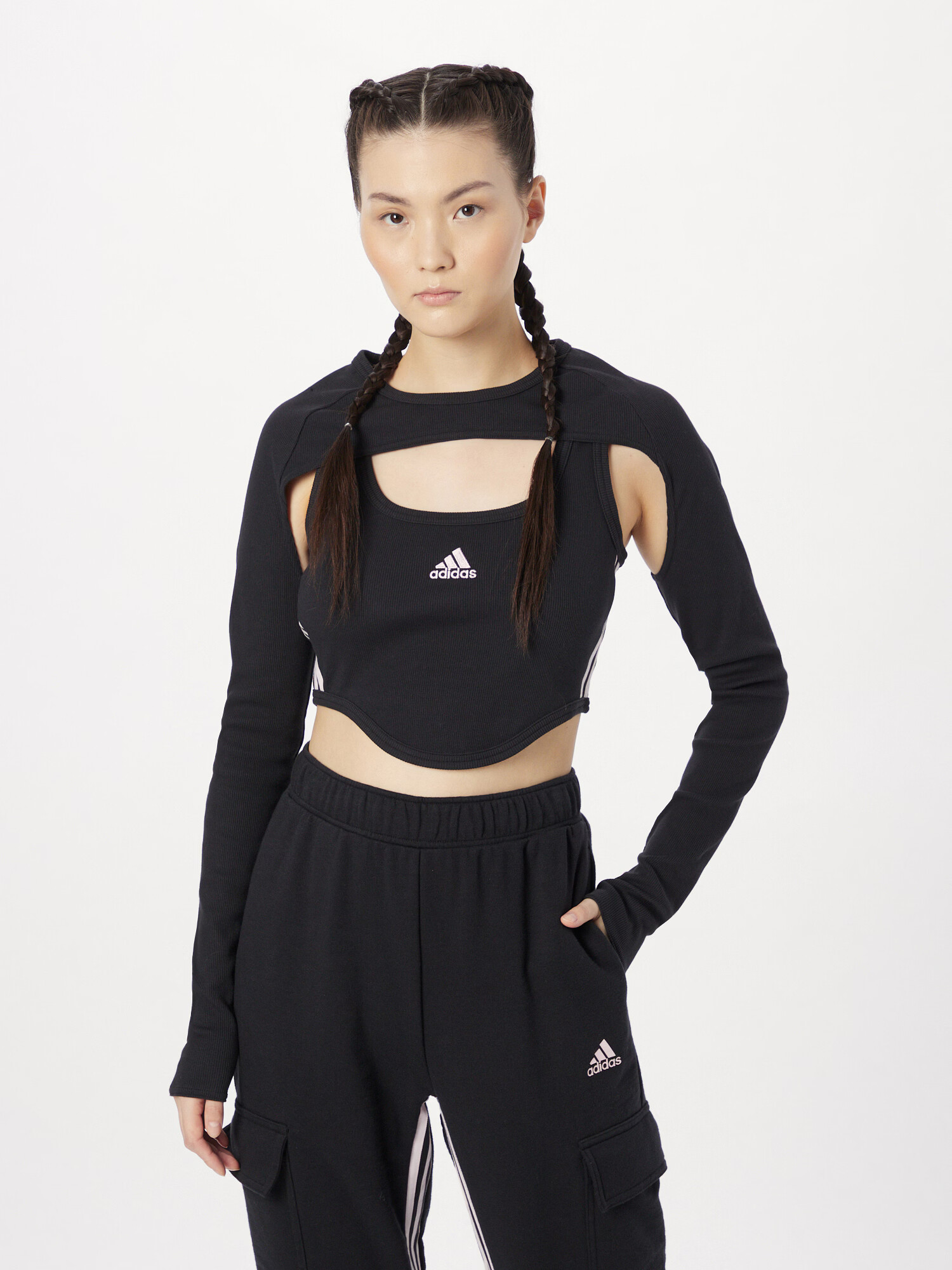 ADIDAS SPORTSWEAR Športni top črna / bela - Pepit.si