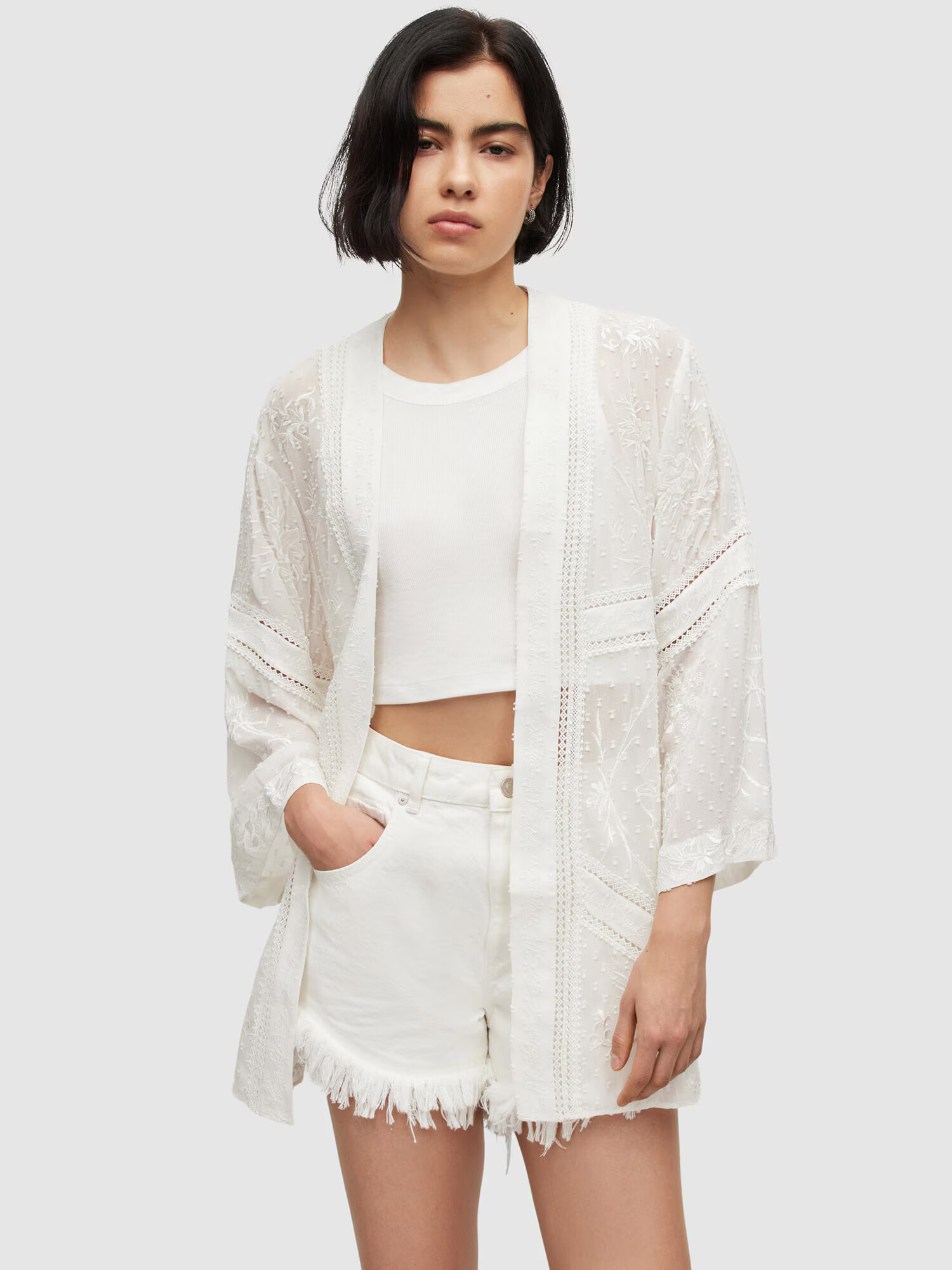 AllSaints Kimono off-bela - Pepit.si