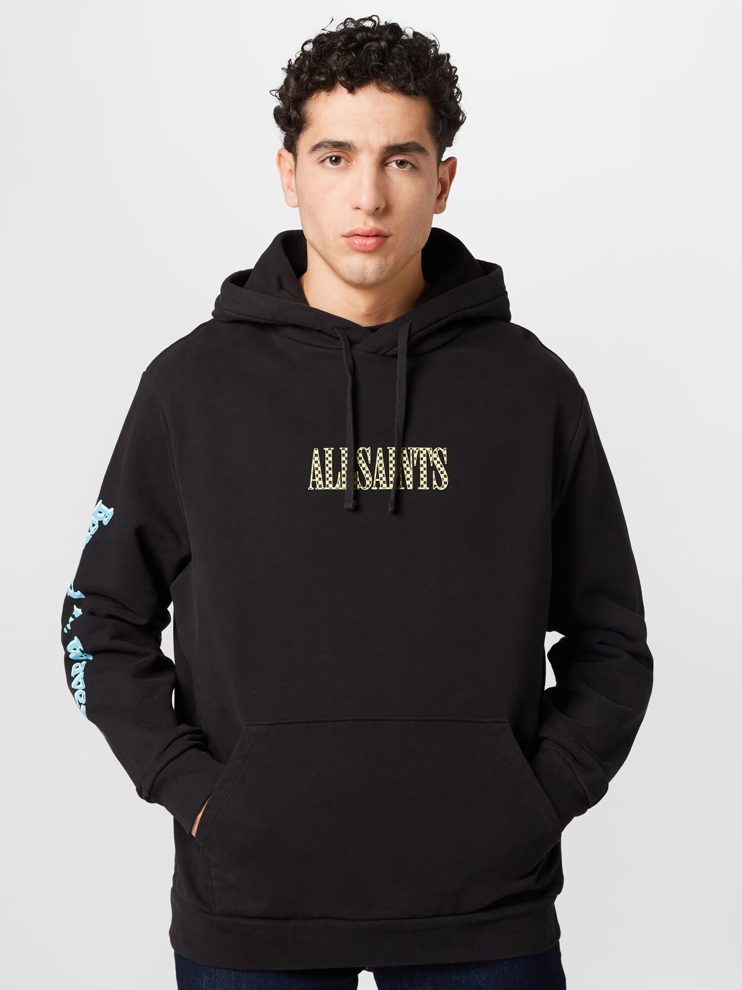 AllSaints Majica pastelno modra / svetlo modra / pastelno rumena / črna - Pepit.si