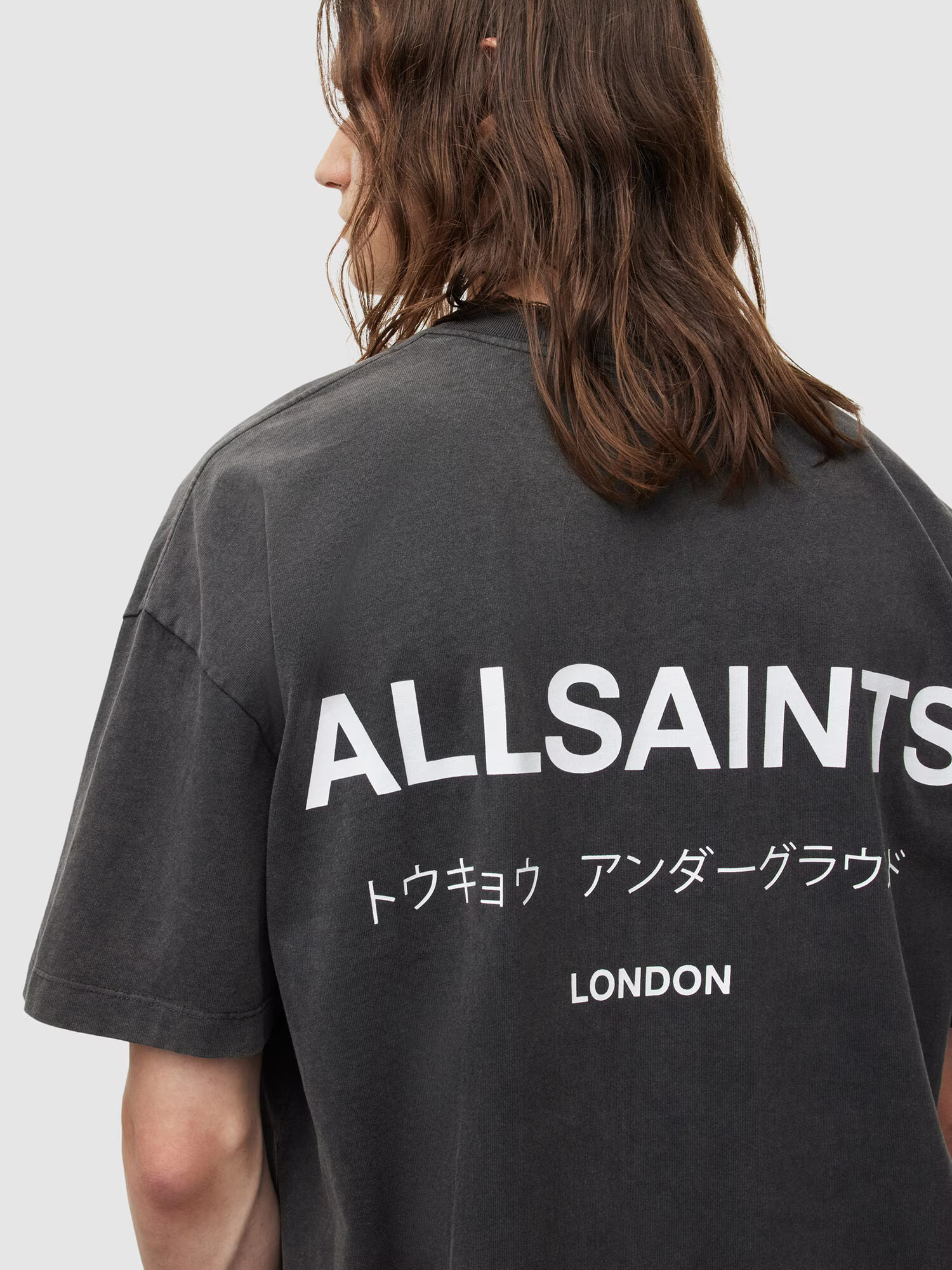 AllSaints Majica 'Underground' antracit / bela - Pepit.si