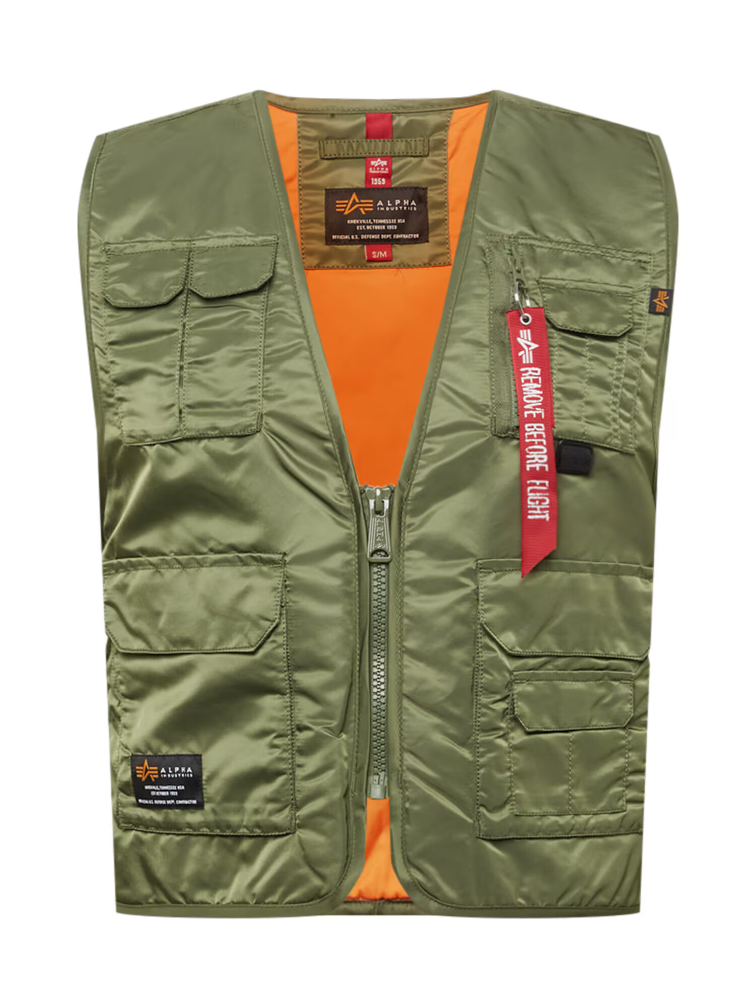 ALPHA INDUSTRIES Brezrokavnik 'Utility' oliva / oranžna / rdeča - Pepit.si